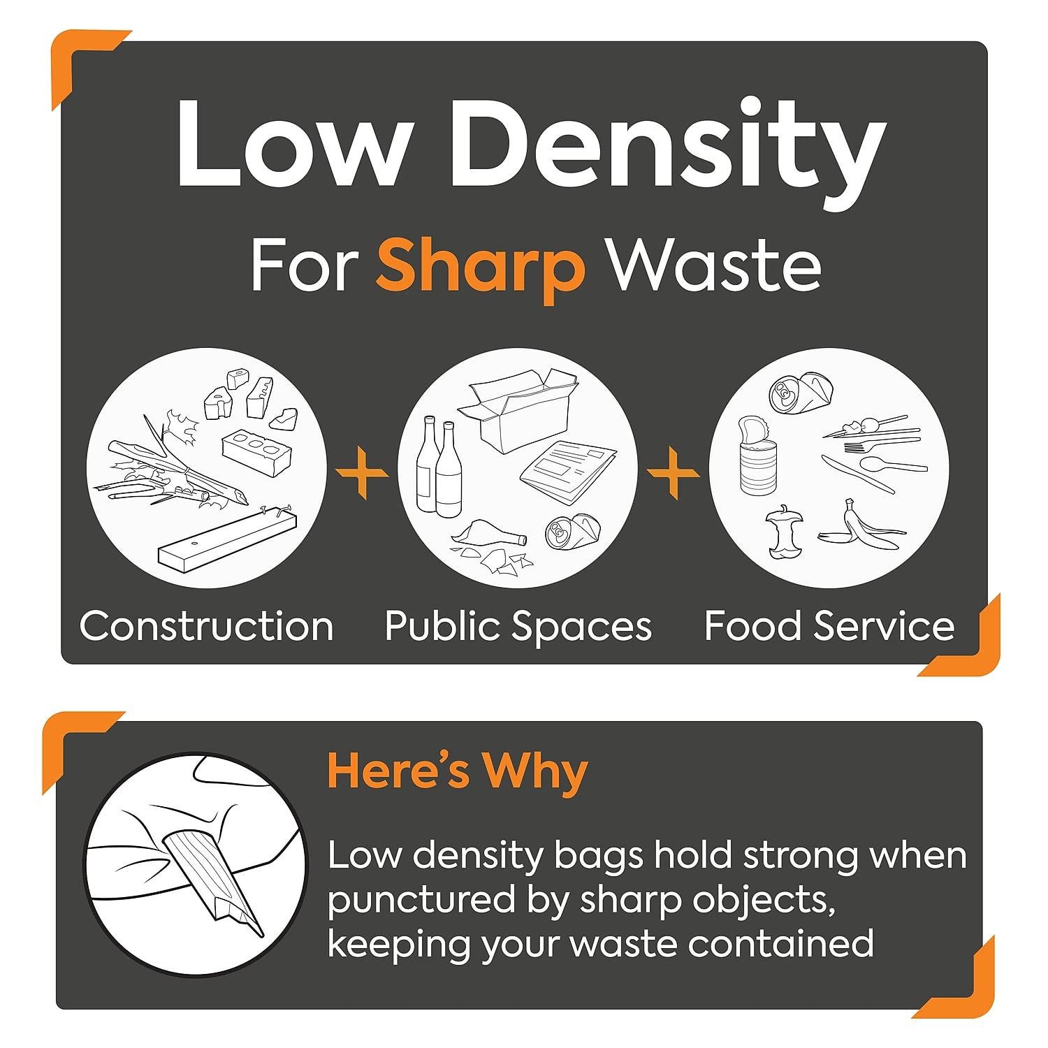 Premium Clear Linear Low-Density Trash Bags - 12-16 Gallon Capacity, 250 Count/Box - Heavy Duty Kitchen, Bathroom & Office Waste Disposal Bags