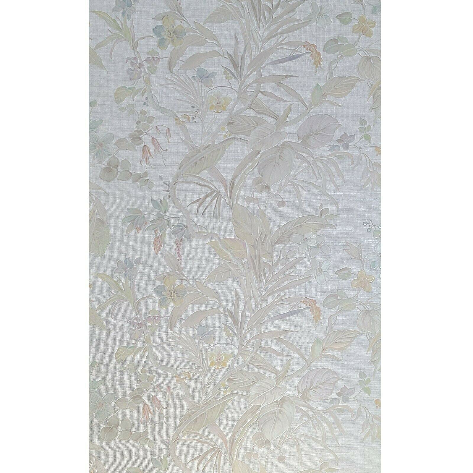 Luxury Modern Floral 3D Textured Wallpaper - Neutral Beige Tan Cream Green Faux Fabric Vinyl Covering Roll (2.3x33 ft, 76 sq.ft) - Perfect for Living Room, Bedroom & Home Office Decoration