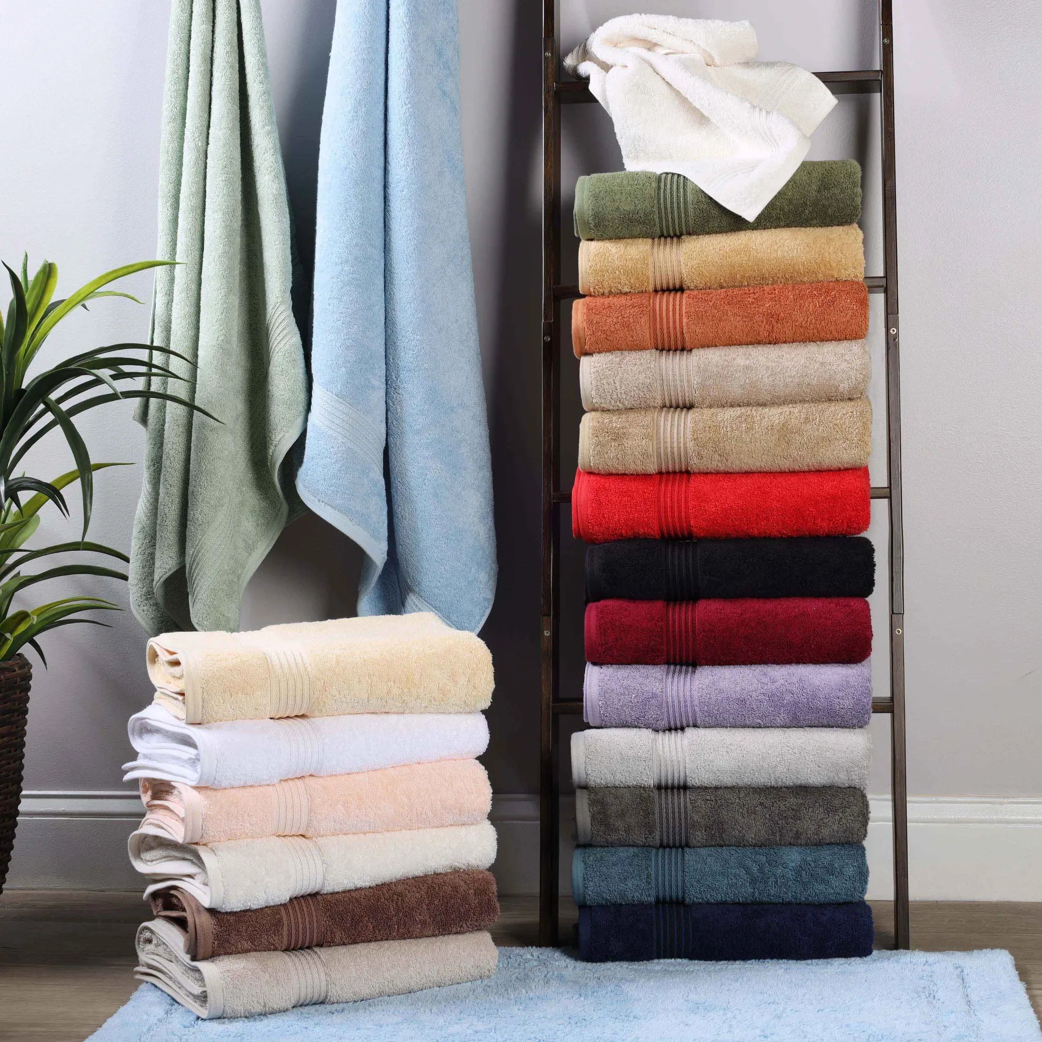 Premium Heritage Egyptian Cotton Bath Towel Set of 2 - Ultra Soft, Highly Absorbent & Quick Dry - Luxury Spa & Bathroom Essentials for Home & Hotel Use