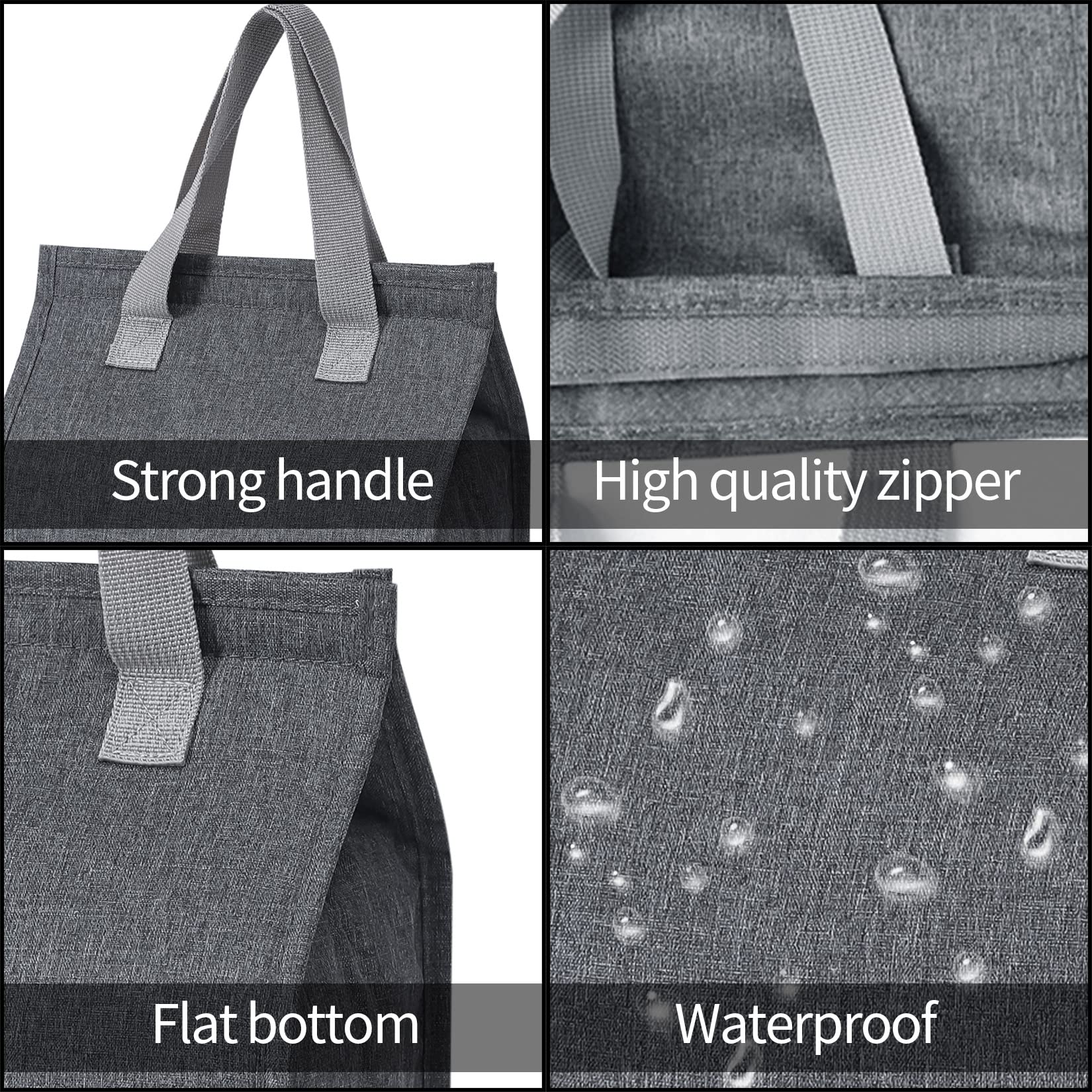 Insulated Lunch Bag for Women & Men - Reusable Lunch Box Tote for Work, Office & Travel - Grey | Perfect for Meal Prep, Picnics & Daily Commute