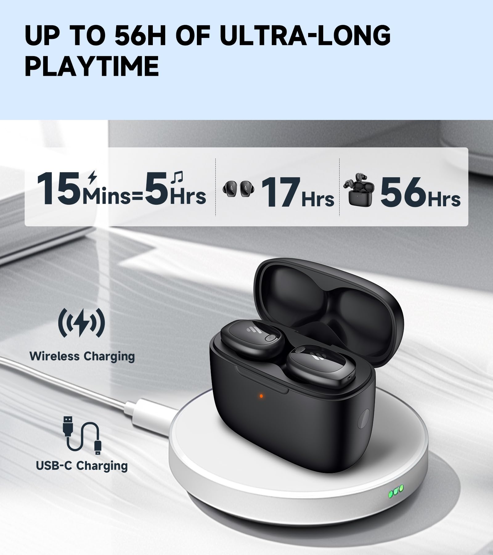 Edifier NeoDots True Wireless Earbuds with Hybrid ANC (48dB Noise Cancelling), Hi-Res Audio & LDAC, Wireless Charging, 6-Mic ENC, 56H Battery Life, Bluetooth 5.4 - Black | Perfect for Travel, Workouts & Commuting