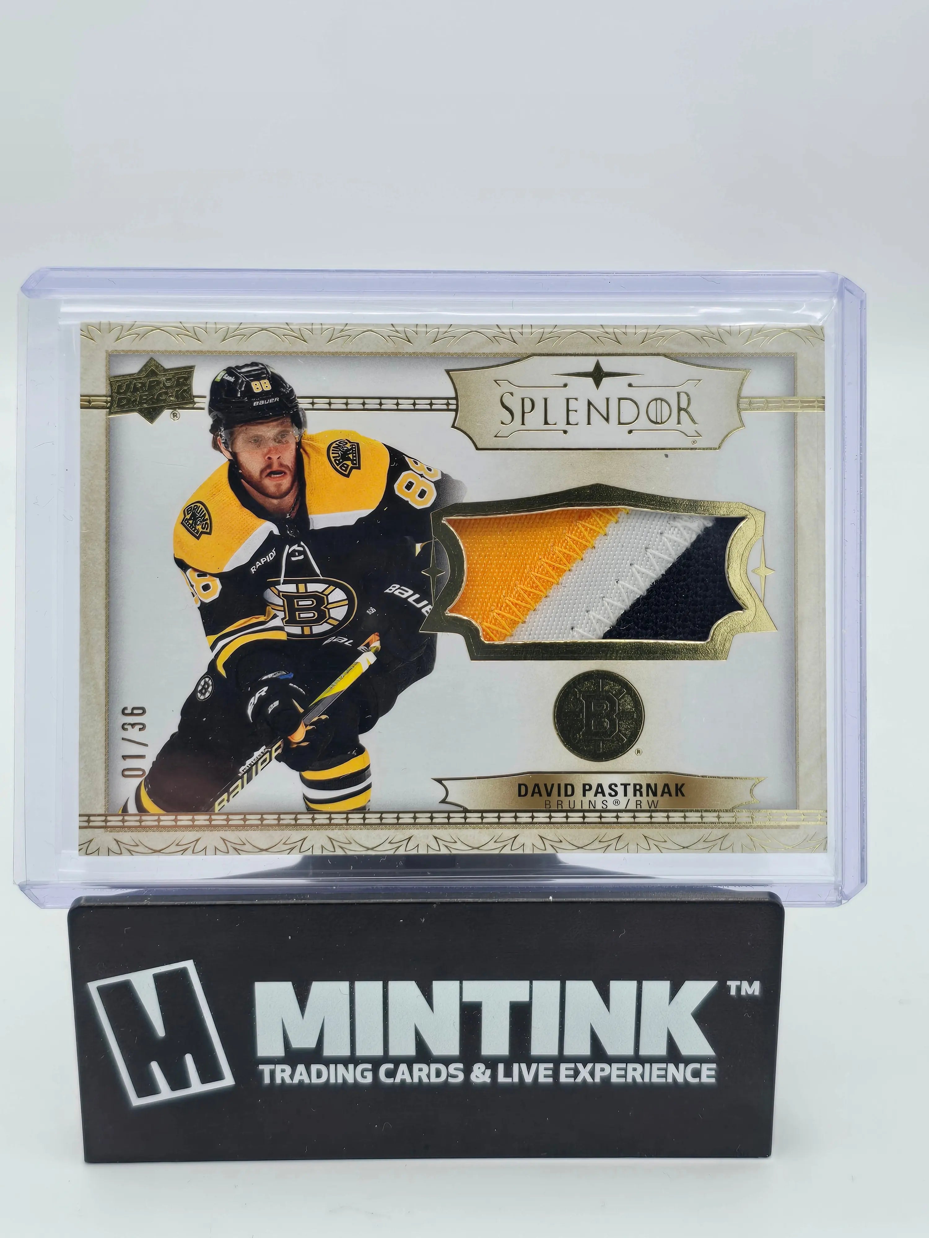 2022-23 Upper Deck Splendor Hockey David Pastrnak Gold Foil Patch 1/36 - Rare Collectible Hockey Card for Sports Memorabilia & Trading Card Game Fans