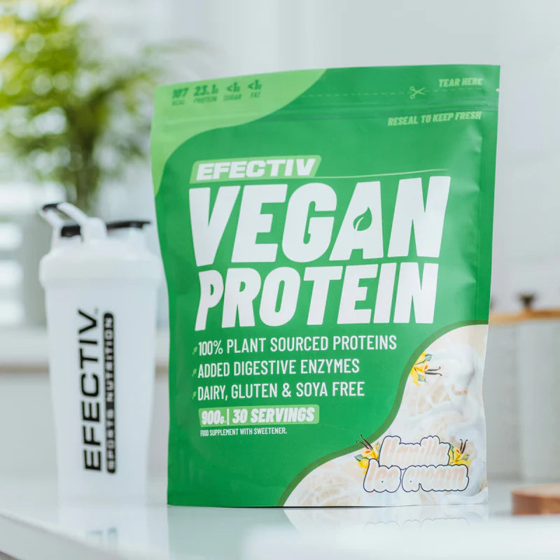 EFECTIV Vegan Plant-Based Protein Powder 900g - Organic, Gluten-Free & Non-GMO - Perfect for Smoothies, Baking & Post-Workout Recovery