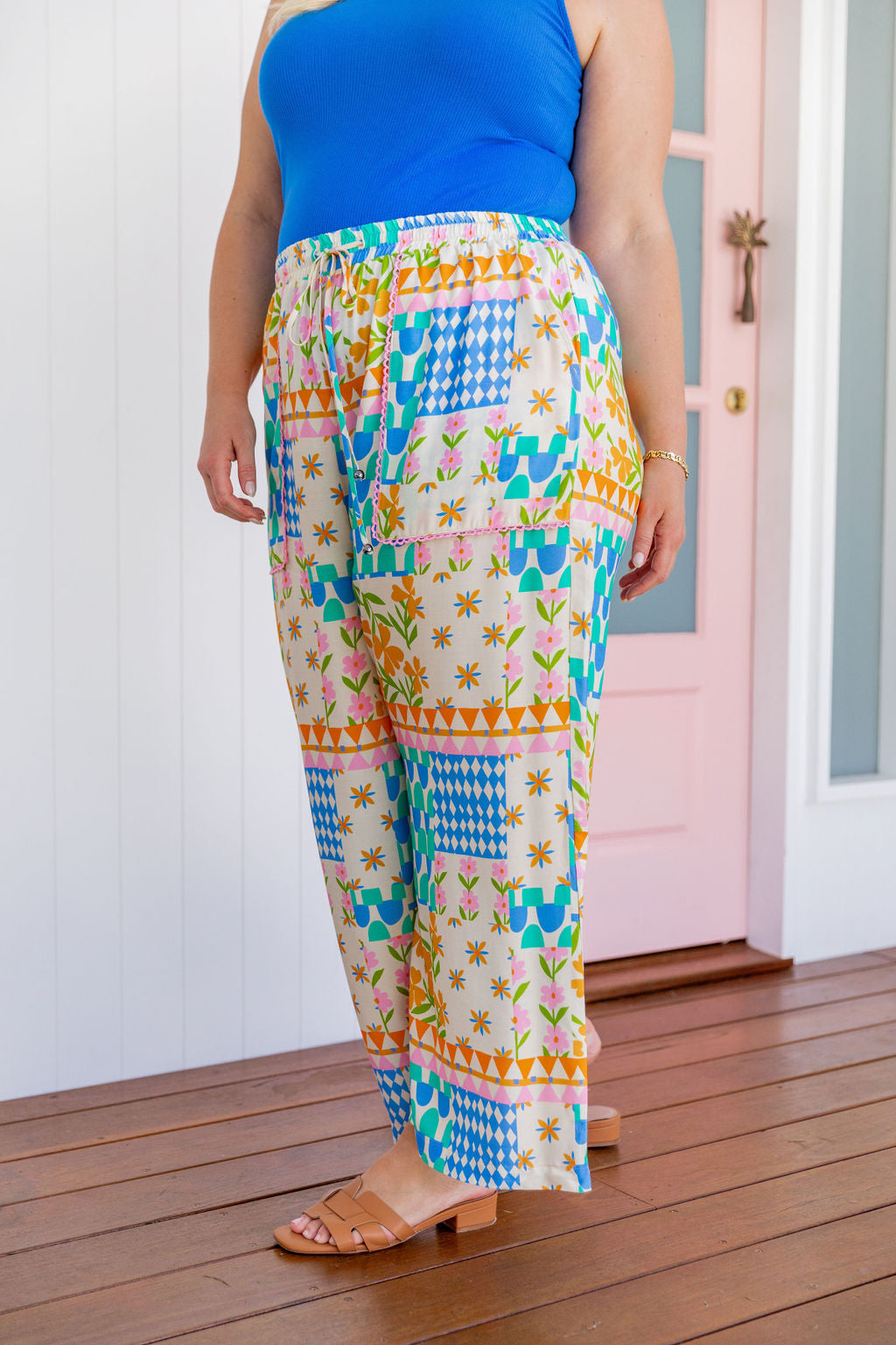 Luella Patch Garden Pants - Stylish Floral Print Women's Trousers for Casual Wear & Outdoor Activities