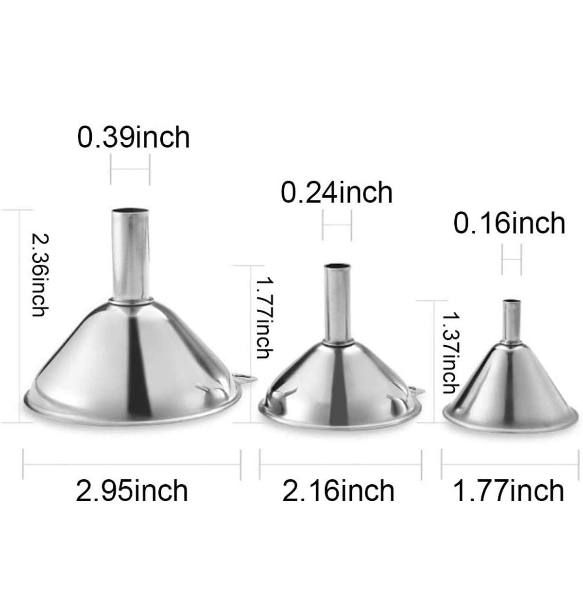 Premium Stainless Steel Funnel Set of 3 - Large & Small Food Grade Metal Kitchen Funnels for Essential Oils, Liquids, Bottles & Cooking | Durable & Easy Clean for Home, Lab & DIY Projects