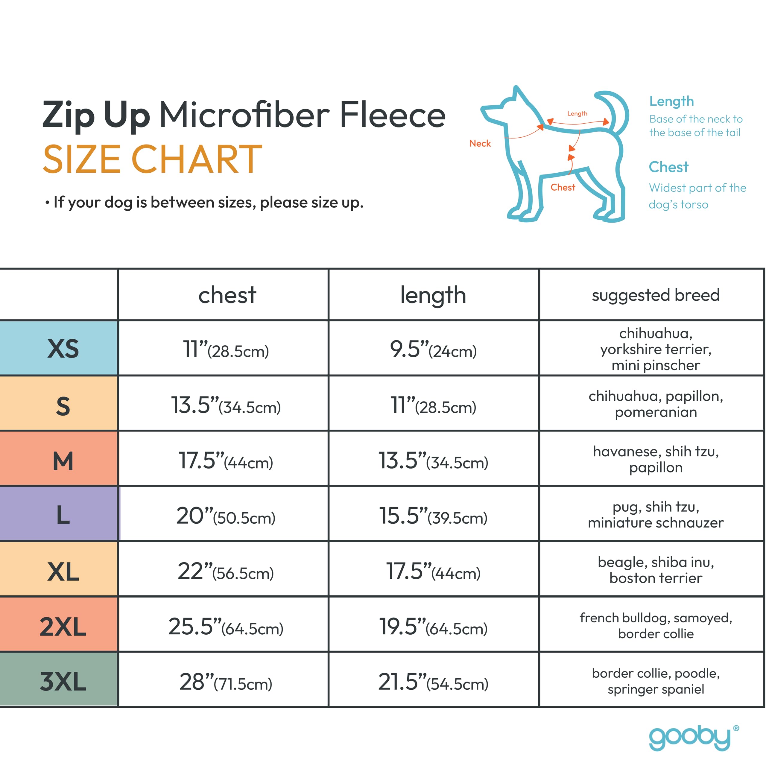 Gooby Zip Up Microfiber Fleece Dog Sweater - Warm Double Layered Winter Coat for Small & Medium Dogs, Turquoise, 2X-Large - Cozy Step-in Jacket for Cold Weather, Indoor & Outdoor Use