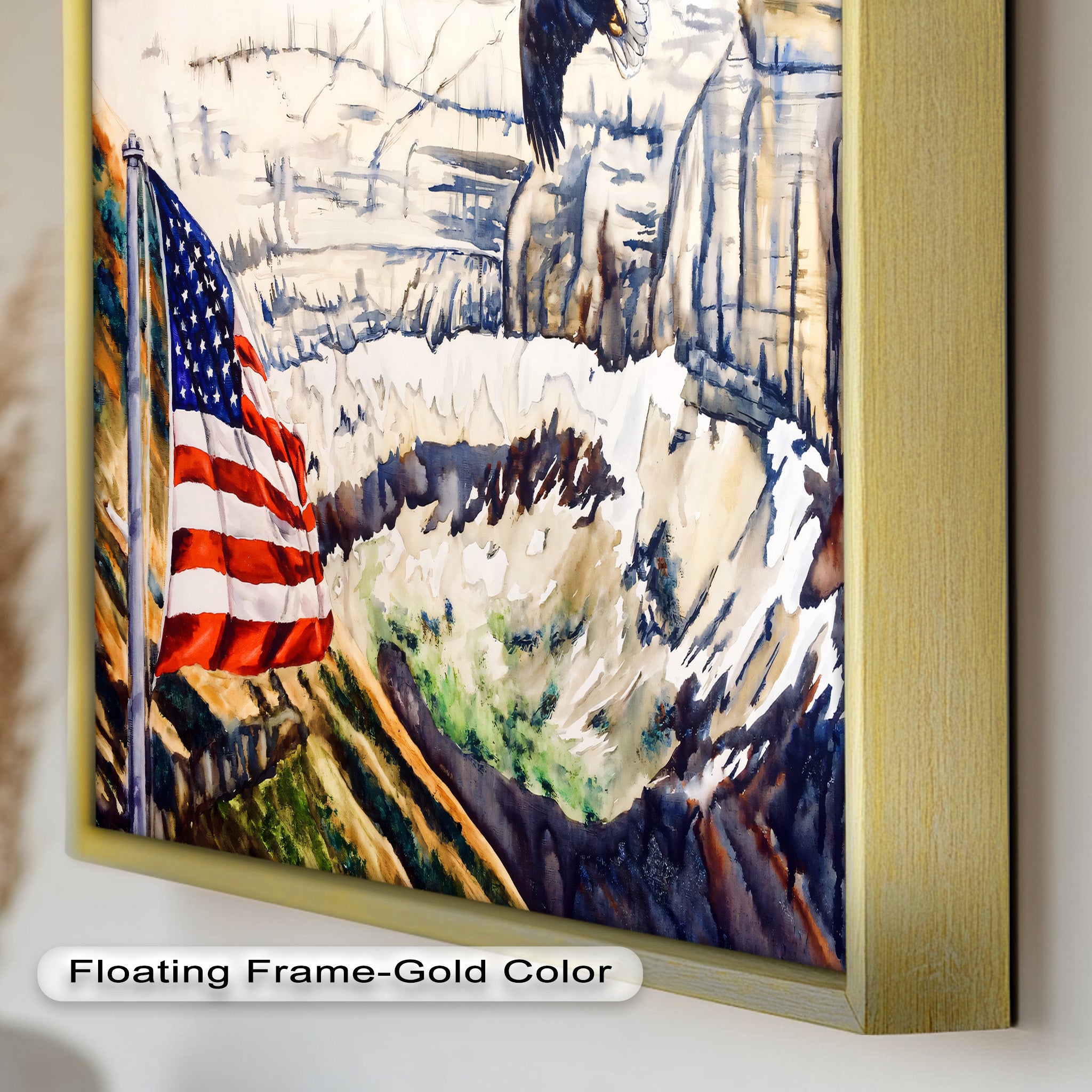 Patriotic Oil Painting of American Flag and Bald Eagle - Perfect for Home Decor, Office Wall Art & Gift for Independence Day