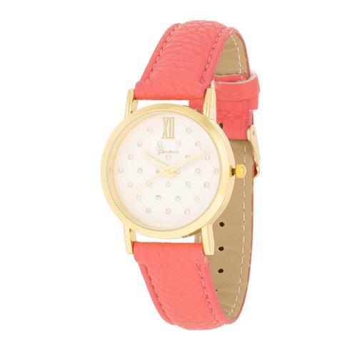 Luxury Gold Coral Leather Watch for Men & Women - Elegant Fashion Accessory for Casual, Business & Formal Occasions