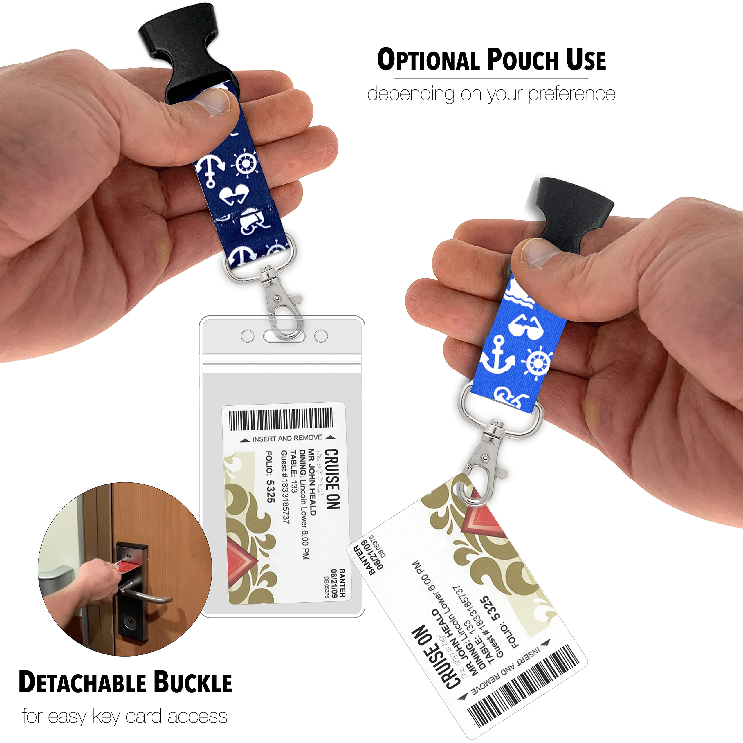 Cruise Lanyard with ID Holder & Badge Reel - 3 Pack for Ship Cards (Blue, Royal Blue, White) - Perfect for 2023-2025 Cruises