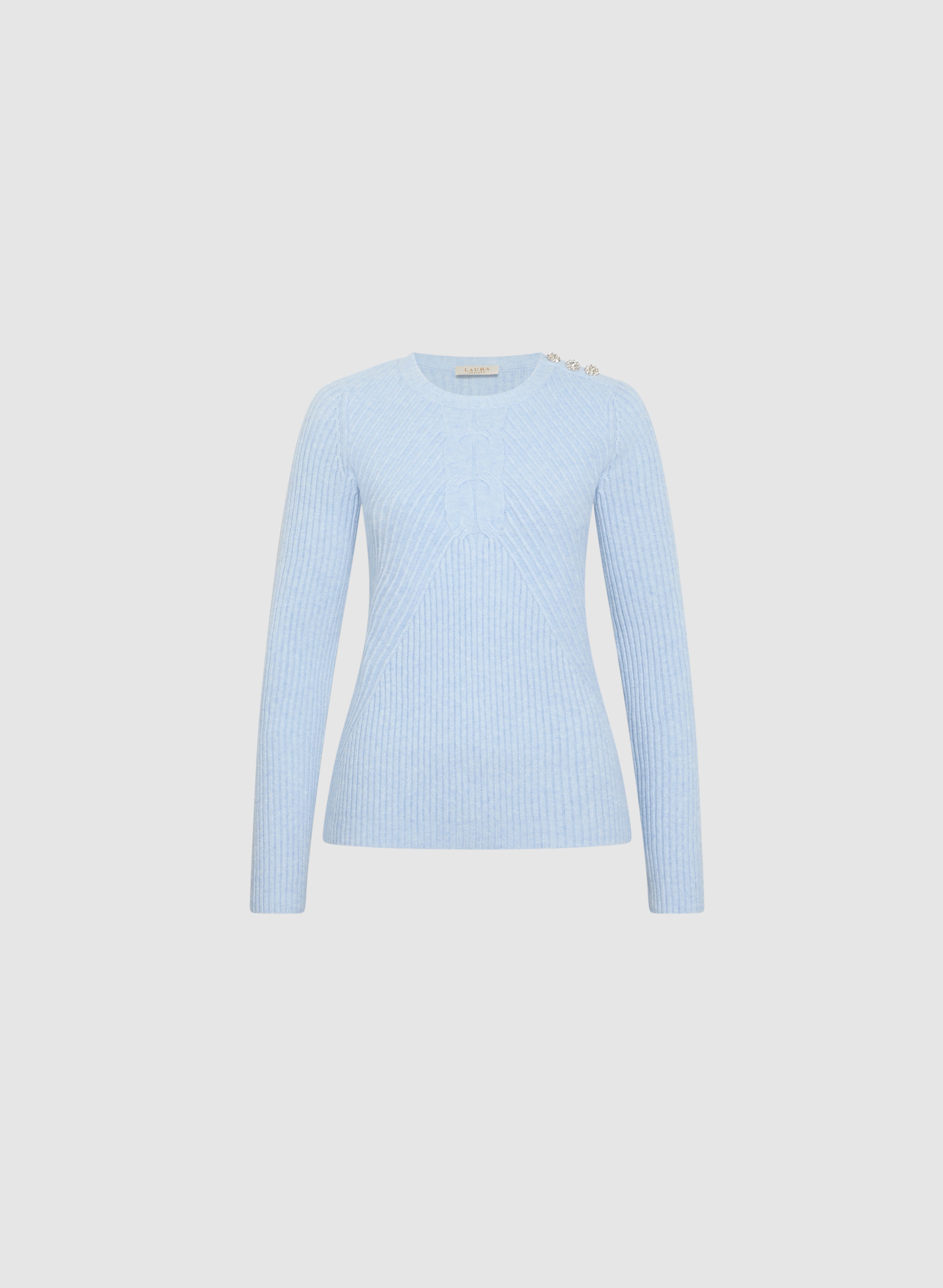Elegant Crystal Button Embellished Sweater for Women - Stylish Knit Pullover with Rhinestone Details - Perfect for Parties, Dates & Holiday Gatherings