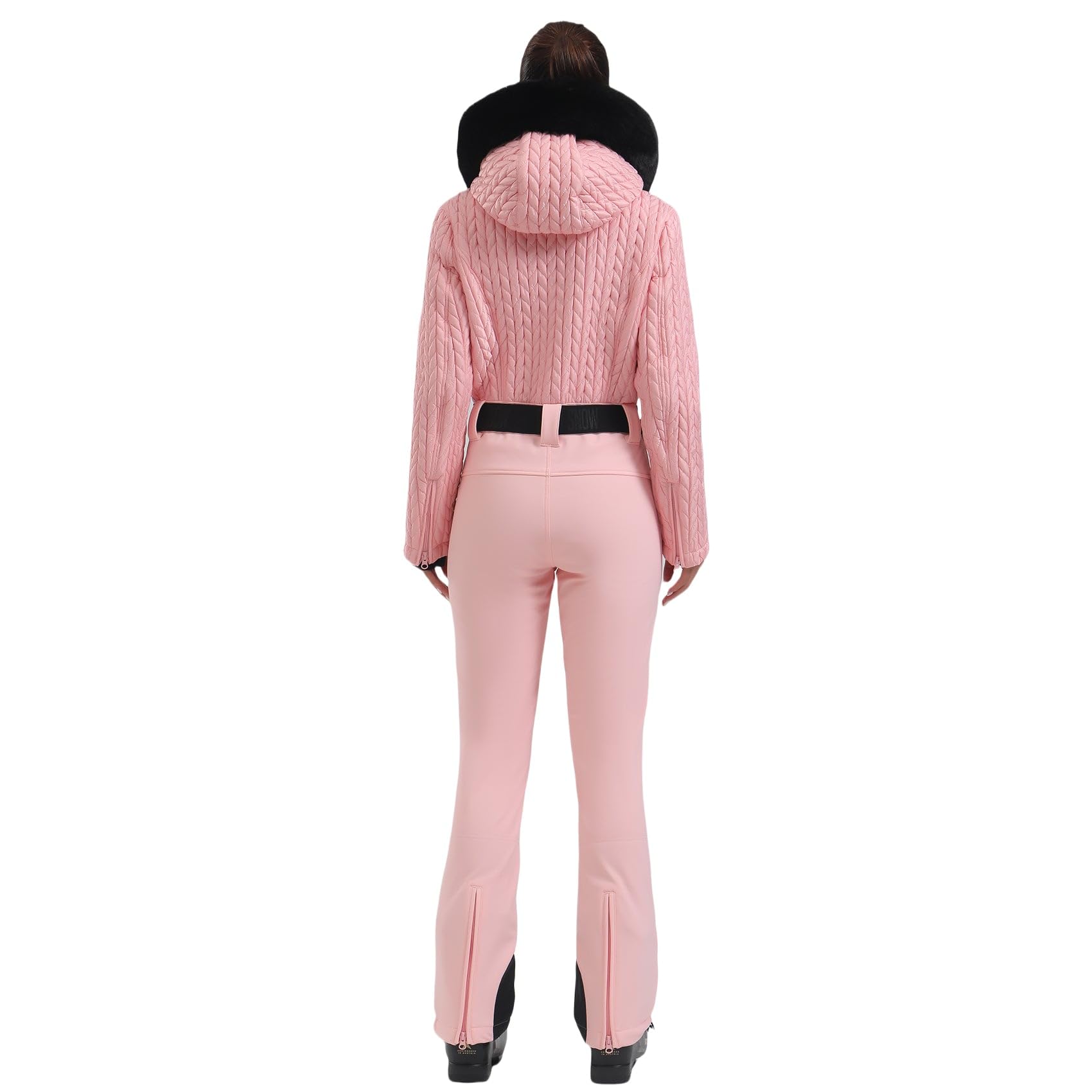 GSOU SNOW Women's One Piece Ski Suit - Slim Snowboard Jumpsuit with Faux Fur Collar, Waterproof & Windproof Winter Sports Outfit for Skiing, Snowboarding & Outdoor Activities