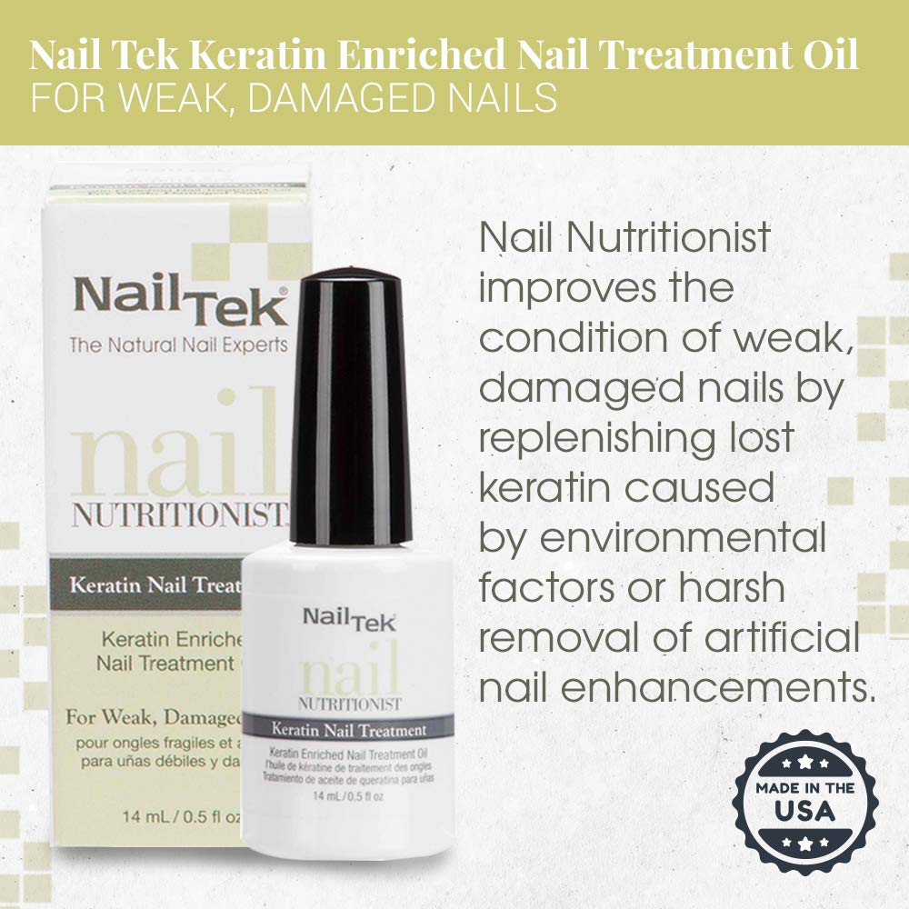 Nail Tek Nail Nutritionist - Keratin Enriched Nail Treatment Oil for Weak & Damaged Nails - 0.5 oz (2-Pack) - Strengthen & Repair Brittle Nails for Salon-Quality Manicures at Home