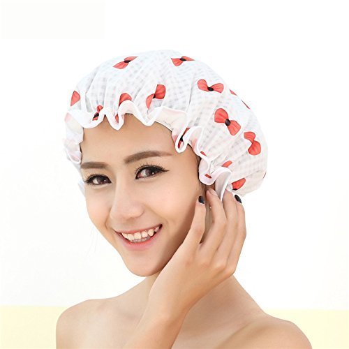 3Pc Reusable Printed Shower Caps with Elastic Band - Waterproof Hair Protection for Bathing, Spa & Hair Treatments - Home & Travel Use