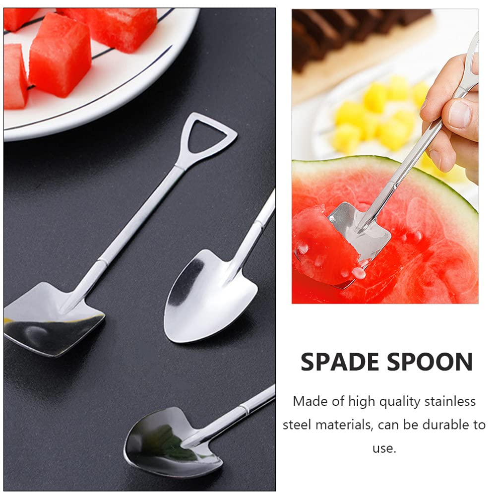 Cabilock 12-Piece Stainless Steel Kitchen Utensil Set - Square Dinnerware, Spade Spoon, Meal Scoops for Watermelon, Dessert, Ice Cream (Flat & Pointed) - Perfect for Home Cooking, Parties, and Restaurant Use