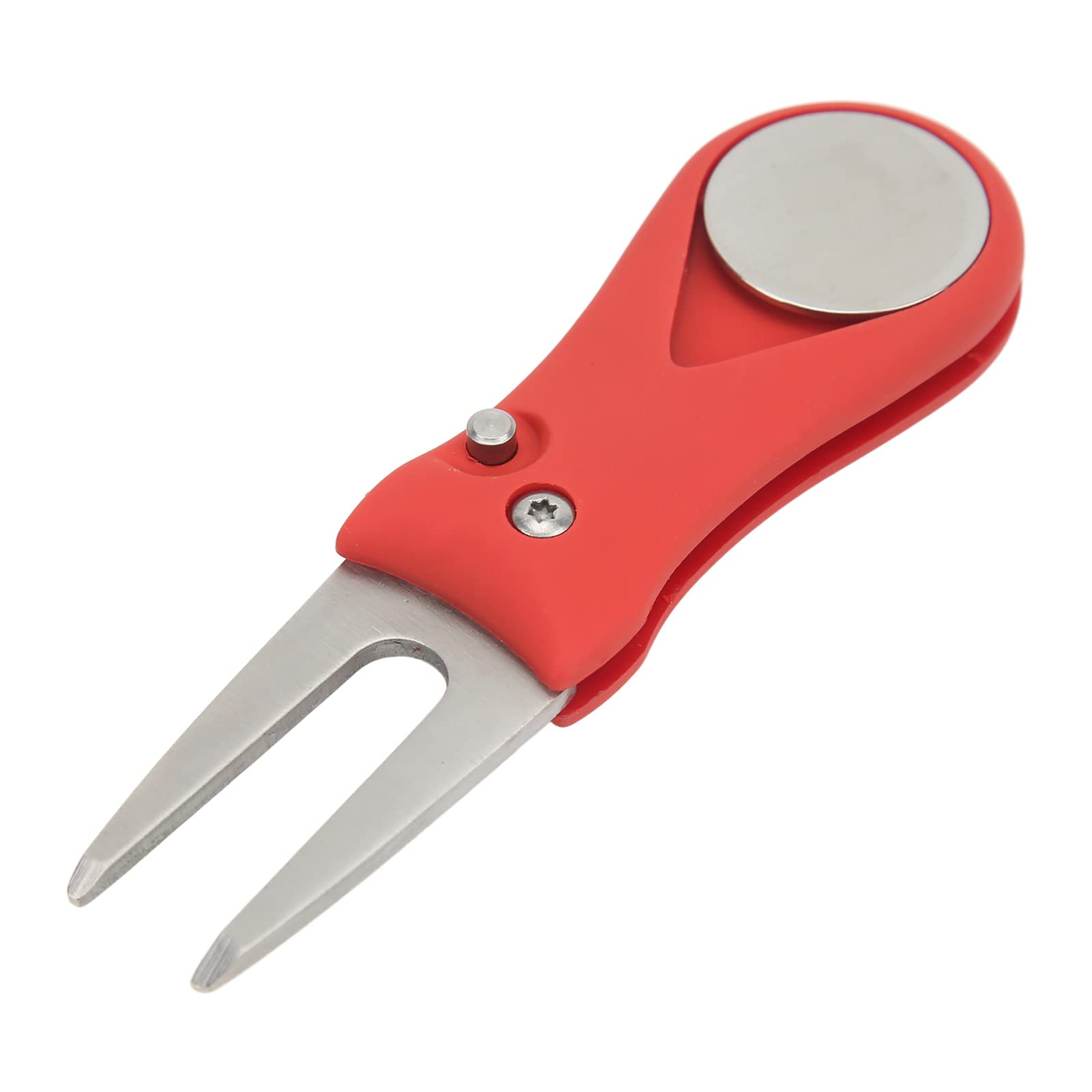 Alomejor Magnetic Golf Divot Repair Tool with Foldable Design - Metal Ball Marker & Pitchfork for Putting Green Training | Perfect for Golf Course Practice & Club Accessories