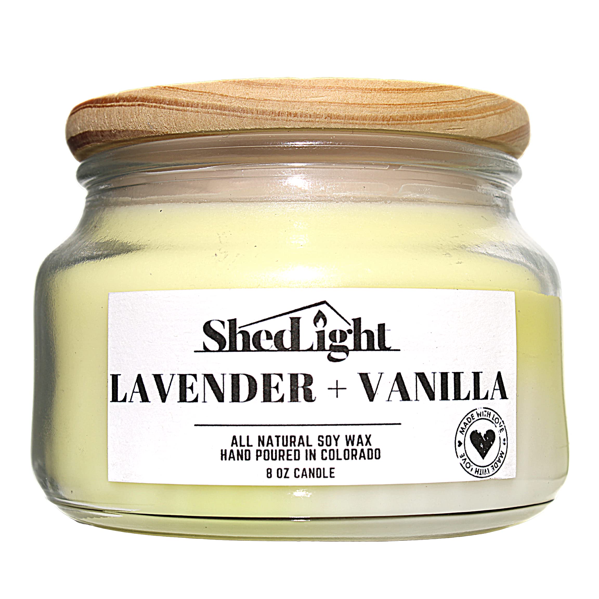 Lavender Vanilla Scented Soy Wax Candle - 8oz Natural Essential Oil Aromatherapy Candle for Relaxation, Stress Relief & Home Decor | Perfect for Bedroom, Bathroom & Meditation Spaces