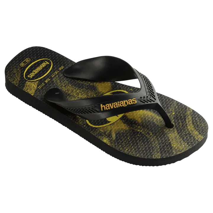Havaianas Men's Flip Flops - Max Heroes Black Sandals for Beach, Pool & Casual Wear