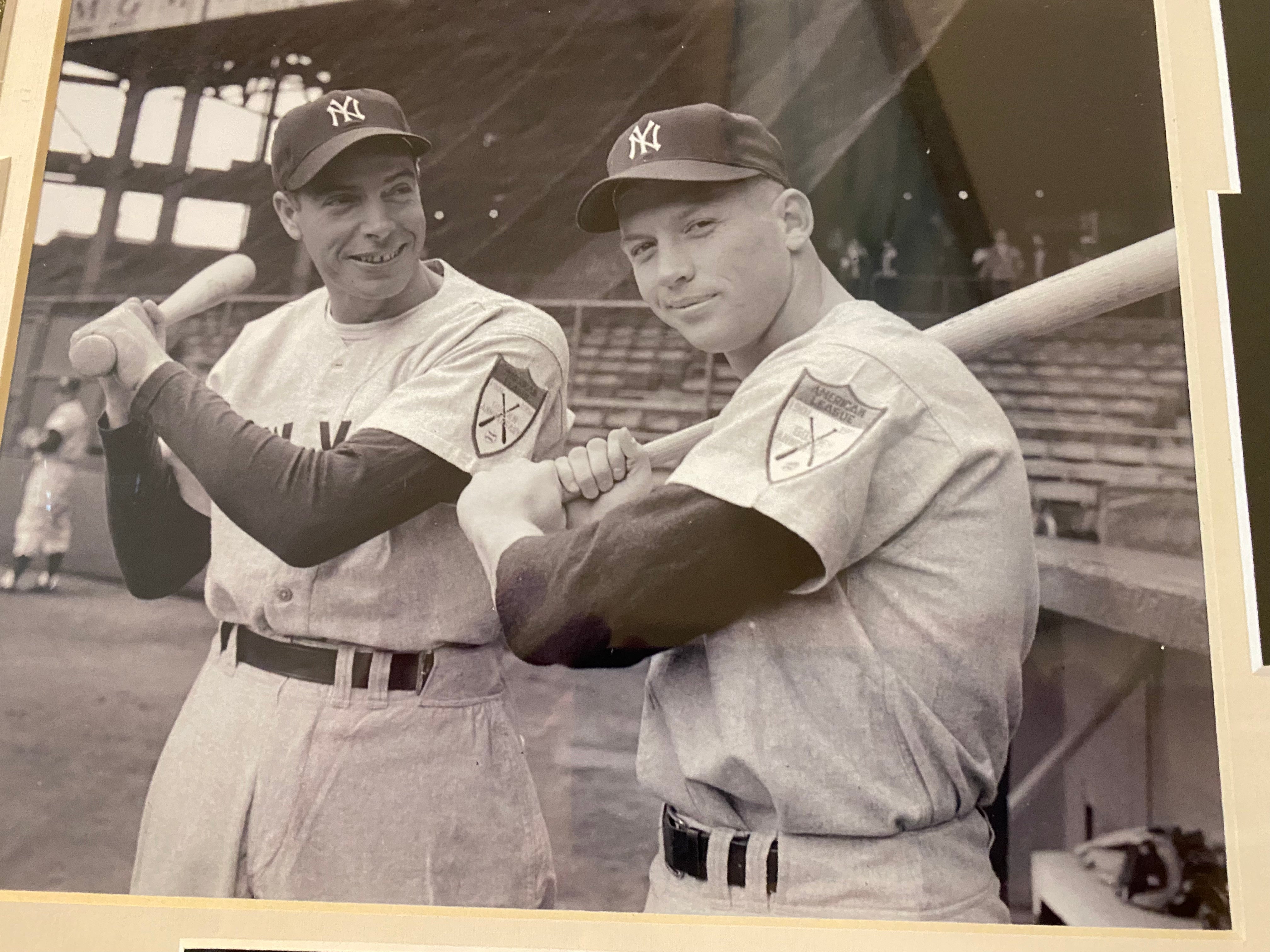 Vintage Mickey Mantle & Joe DiMaggio New York Yankees Framed Photo - Ebbets Field April 14, 1951 - Perfect for Baseball Memorabilia Collectors & Yankees Fans Home Decor