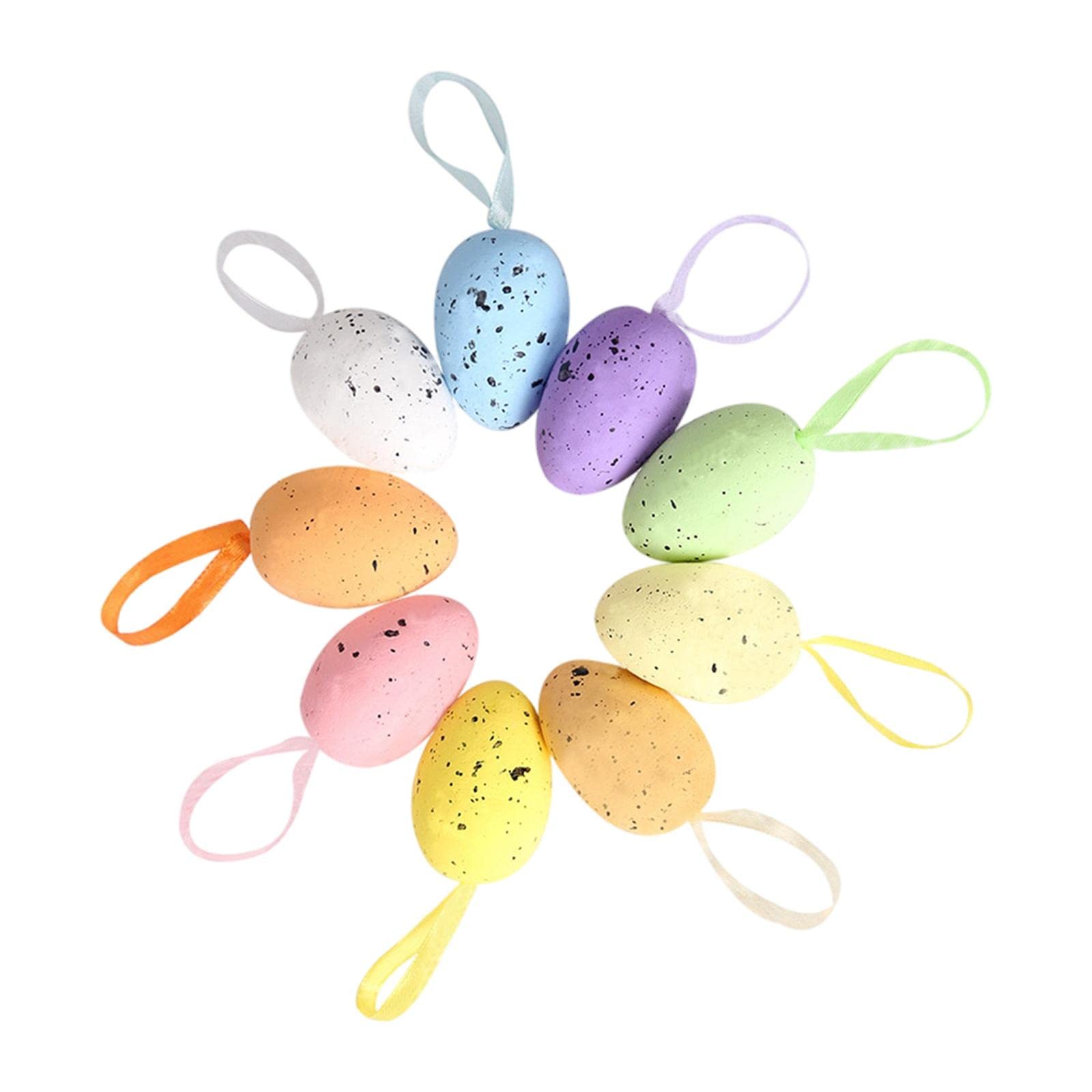 Homyl 9-Piece Hanging Foam Easter Eggs Set - Speckled Easter Egg Ornaments for Easter Tree Decorations, Basket Fillers & Spring Home Decor