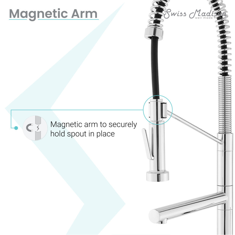 Novuet Single Handle Pull Down Kitchen Faucet with Pot Filler - Chrome Finish for Modern Farmhouse & Commercial Style Kitchens | High Arc Spout for Easy Pot Filling & Dishwashing