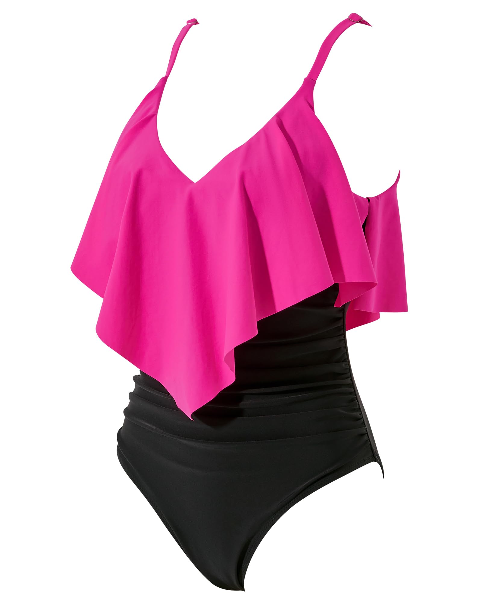SUUKSESS Women's Slimming One Piece Swimsuit with Ruffle & Ruched Tummy Control - Sexy Bathing Suit for Beach, Pool & Vacation