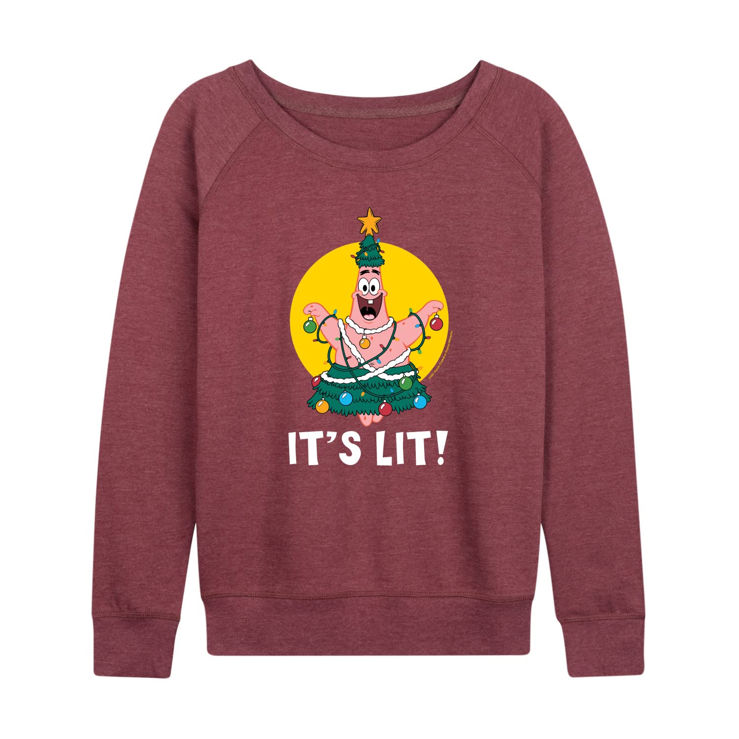 HYBRID APPAREL Women's SpongeBob SquarePants Patrick It's Lit Lightweight French Terry Pullover Hoodie - Casual Loungewear, Cartoon Character Sweatshirt for Fans, Gift Idea