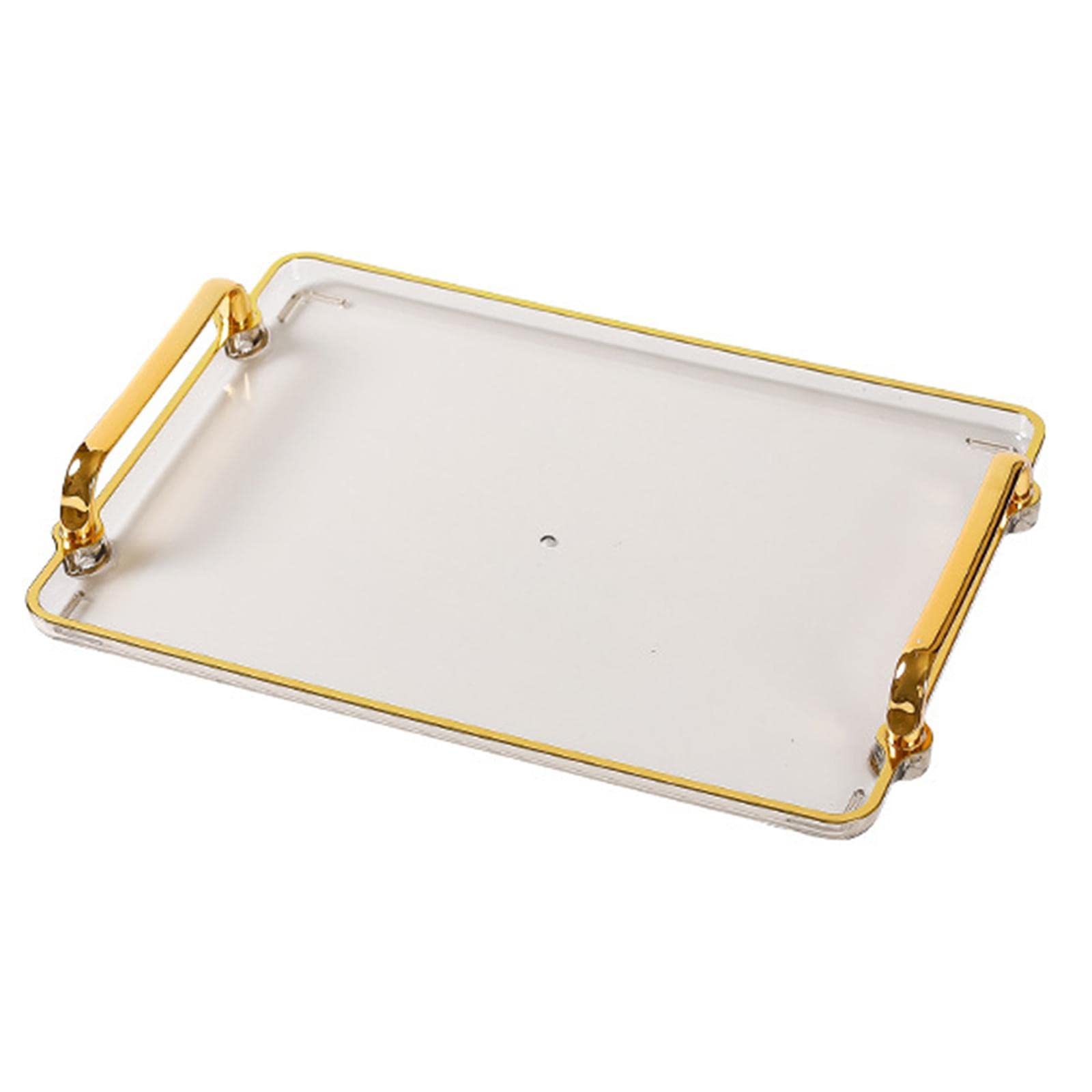 Baoblaze Decorative Serving Tray with Handles - Amber Bathroom Storage Organizer for Toiletries, Makeup & Essentials | Perfect for Vanity, Spa Day & Home Decor