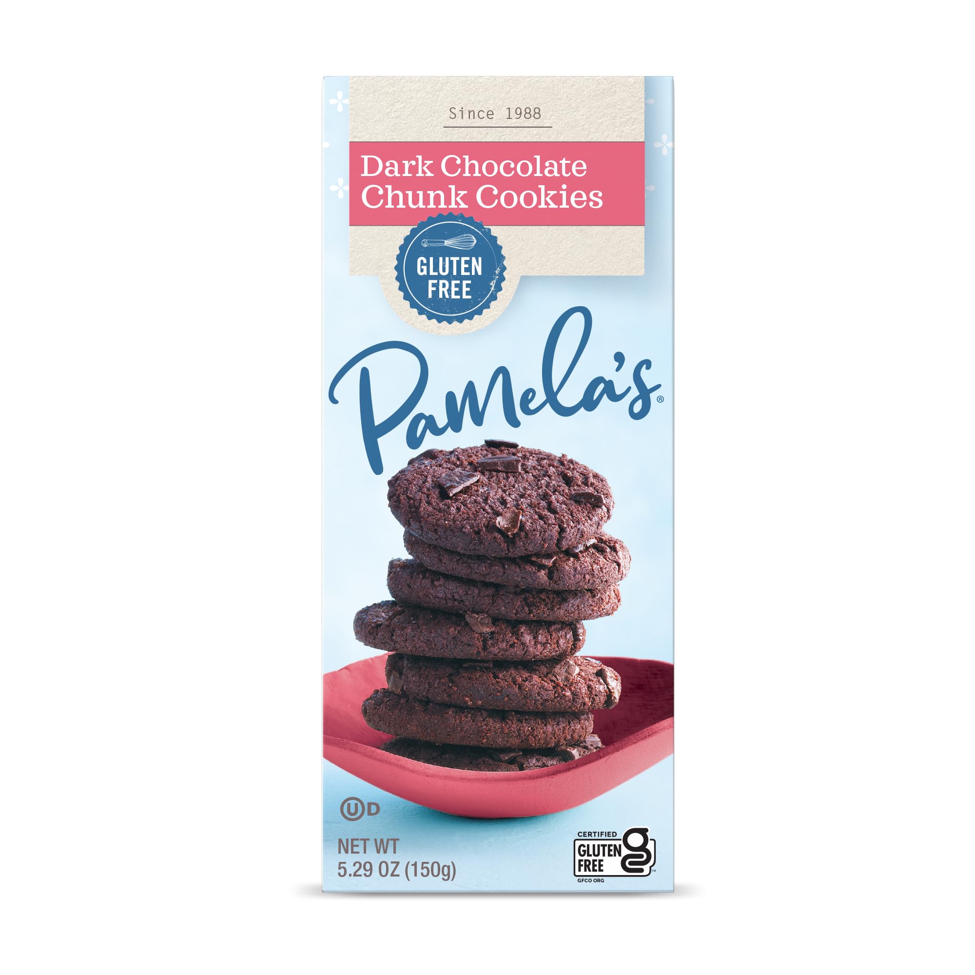 Pamela's Gluten Free Dark Chocolate Chunk Cookies - 6 Pack (6.25 oz Each) | Organic, Vegan & Delicious Snacks for School, Office & Travel