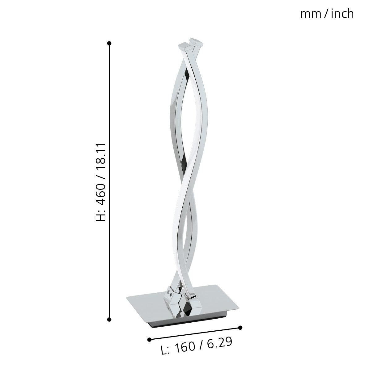Eglo Lasana 2-Light LED Table Lamp in Chrome - Modern Desk Lamp for Home Office, Bedroom Nightstand & Living Room Decor