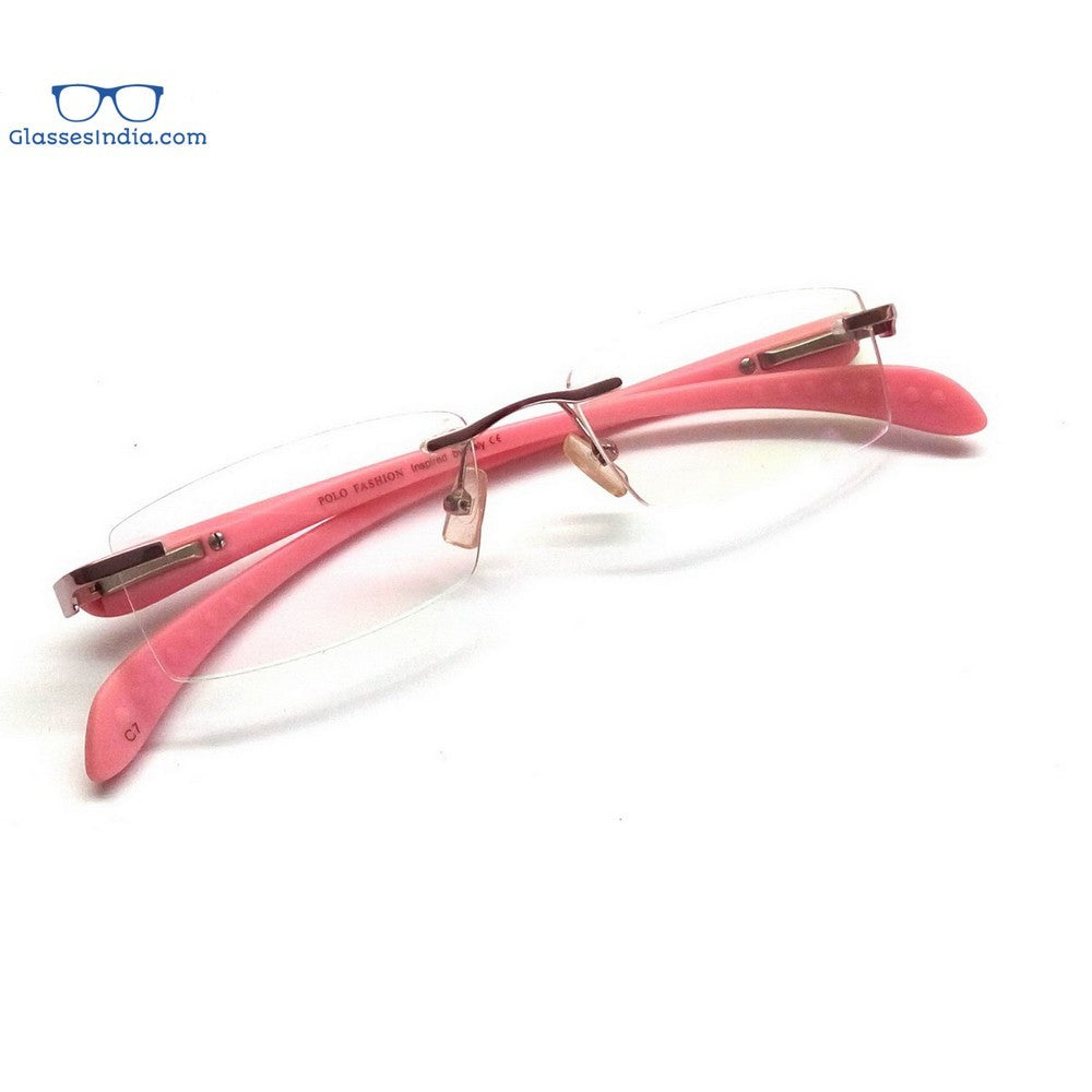 Blue Light Blocking Glasses for Computer & Screen Use - Pink Rimless Anti Eye Strain Glasses PF2257PK - Perfect for Office, Gaming & Digital Eye Fatigue Relief