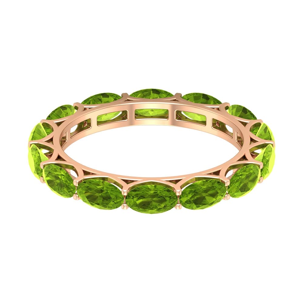2.25 CT Oval Cut Peridot Eternity Ring for Women - 14K Solid Gold August Birthstone Ring, East West Wedding Band, Anniversary Gift for Her, Perfect for Bridal Jewelry & Special Occasions