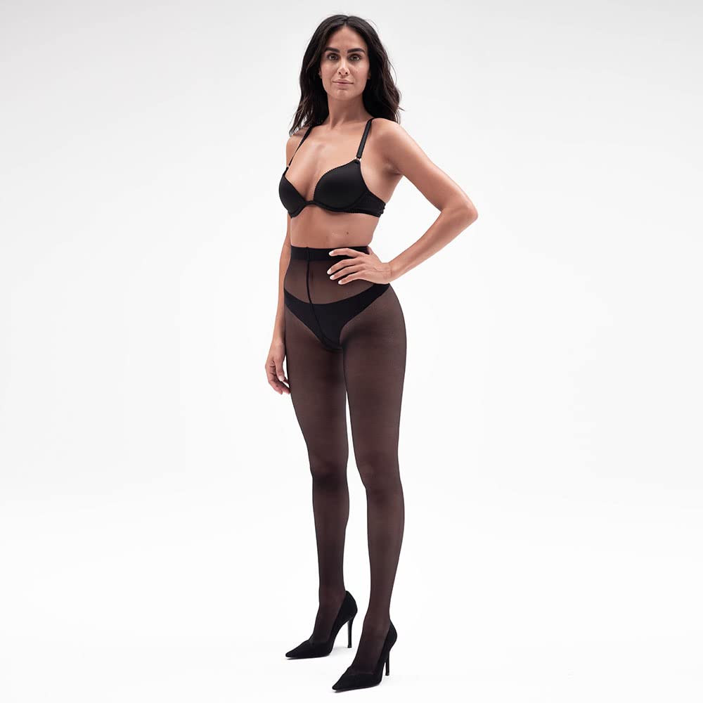 SOLIDEA Women's 70 Denier Micromesh Graduated Compression Tights (12-15 mmHg) - Support Hose for Varicose Veins & Circulation - Black Size 14 | Perfect for Travel, Workout & Everyday Comfort