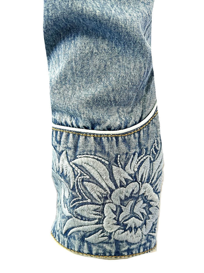 Rockmount 6859 DBLU Vintage Tooling Embroidered Western Shirt for Men - Denim Blue Western Wear for Rodeo, Country Music & Casual Outfits