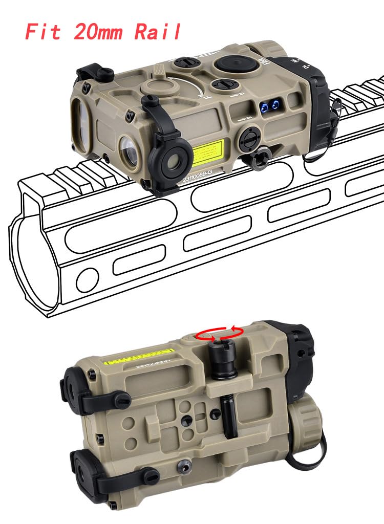 Tactical OG Box Laser Sight with Strobe, Momentary & Constant Modes - White Flashlight + Red/Green/Blue/IR Laser - Includes Pressure Switch for 20mm Rail (Black, Blue Laser) - Perfect for Hunting, Airsoft & Tactical Training