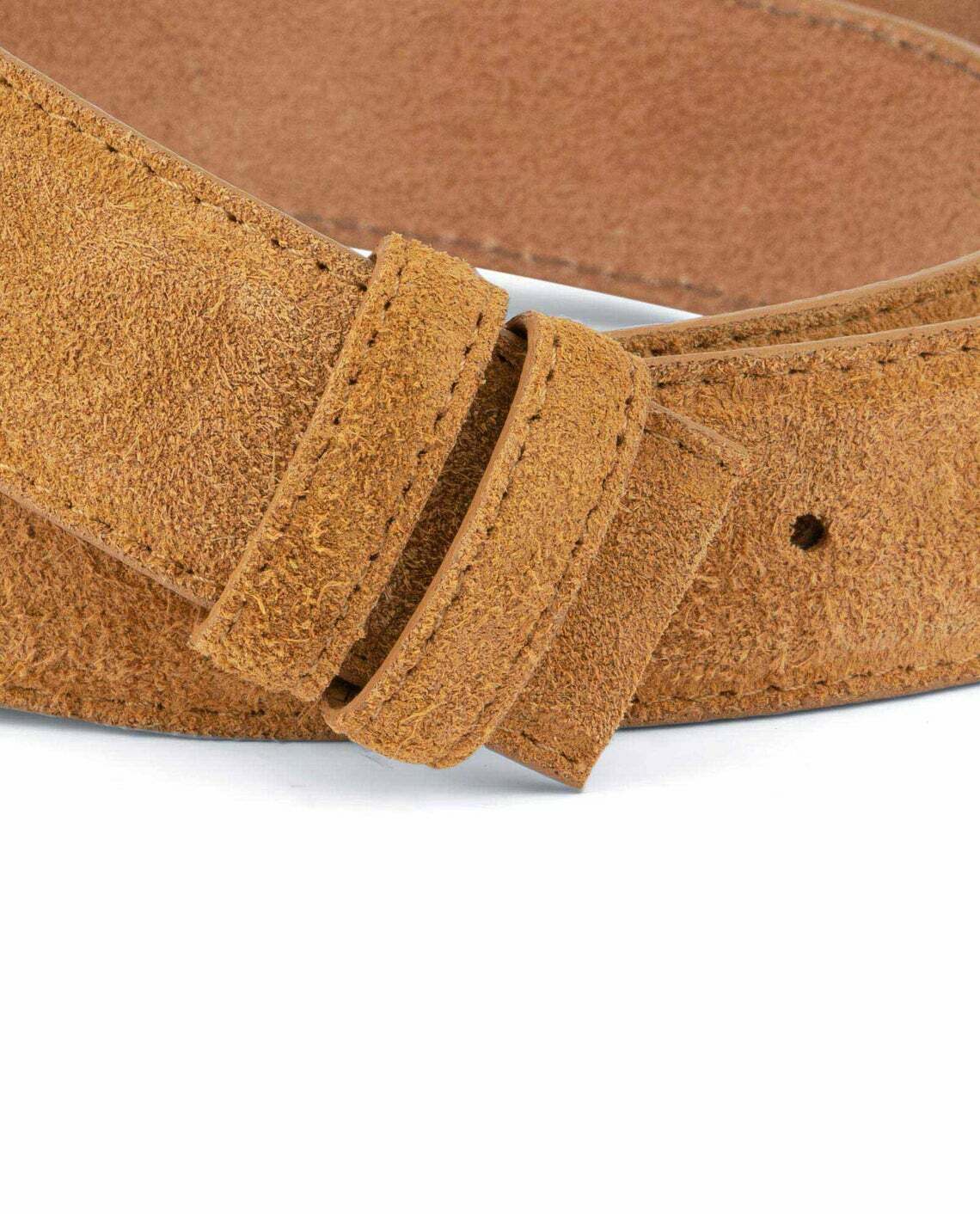 Men's Genuine Camel Suede Leather Belt Strap - 35mm Adjustable Replacement for Montblanc Buckles | Classic Dress Belt for Office, Business & Formal Occasions