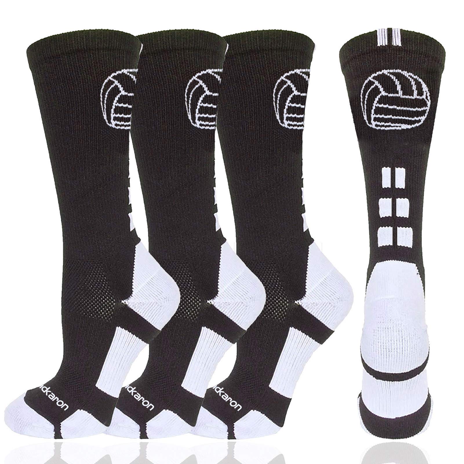 Londkaron Volleyball Socks with Volleyball Logo - Soft Mid Calf Crew Socks for Women & Men - Breathable Athletic Socks for Volleyball, Basketball, Running & Sports