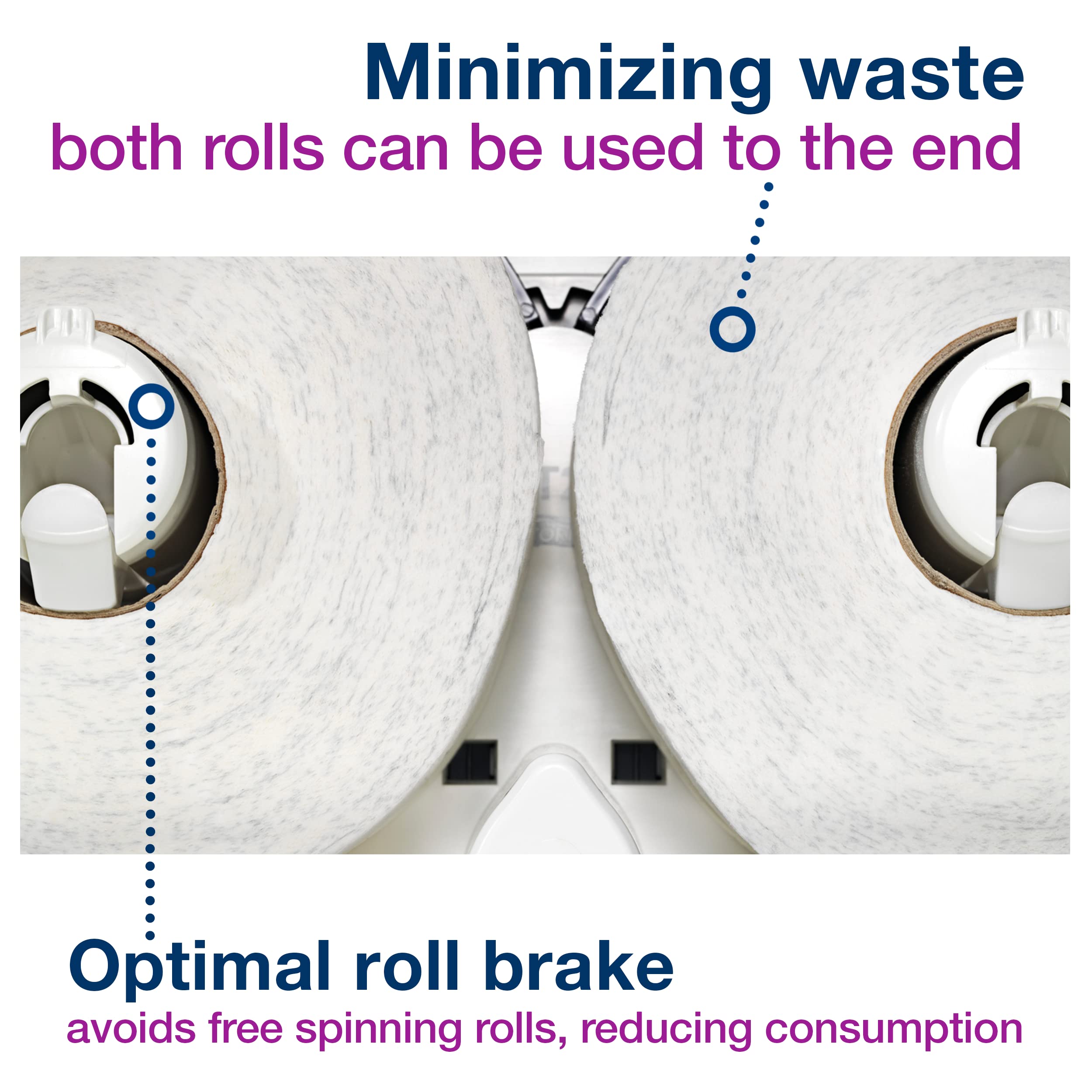 Tork Twin Mini Jumbo Toilet Paper Dispenser with Refill - Black T2 & White Advanced Mini Jumbo Bath Tissue Roll (12 x 751 Sheets) - Ideal for Home, Office & Commercial Restrooms