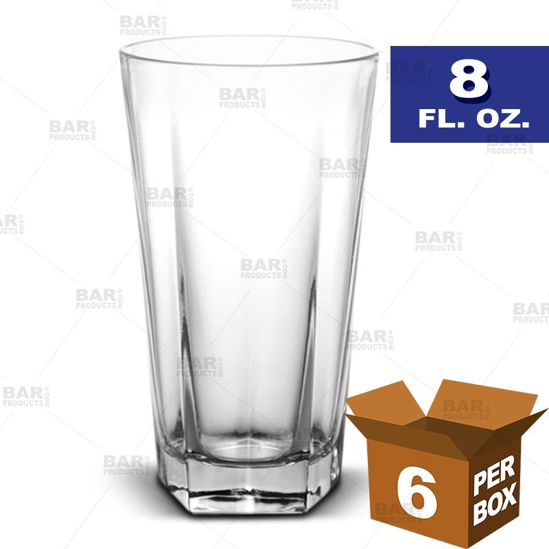 BarConic® High Ball Glasses (Executive) - Set of 6, 8 oz Crystal Clear Drinking Glasses for Cocktails, Whiskey, and Iced Beverages - Perfect for Home Bars, Parties, and Gifts