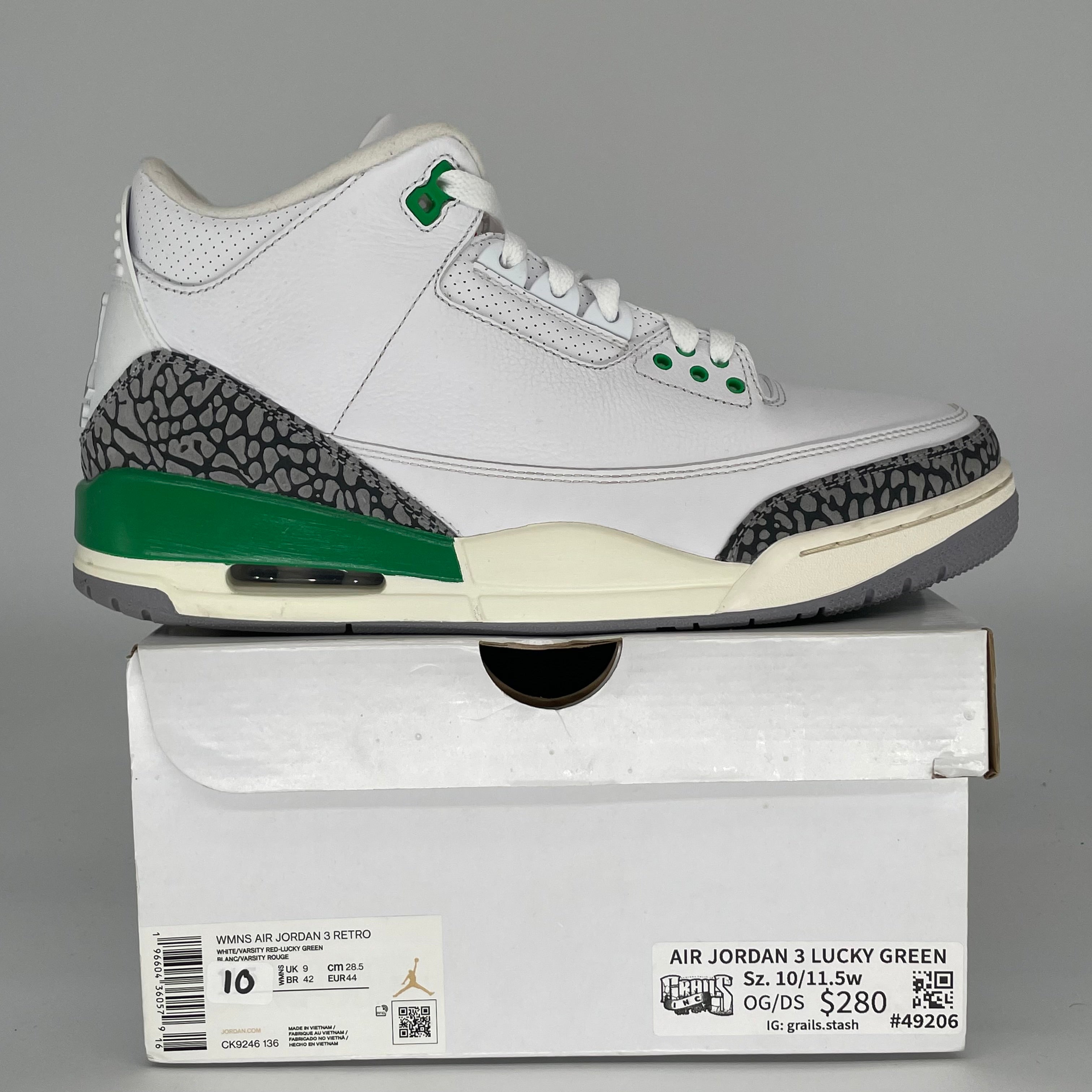 AIR JORDAN 3 Lucky Green Women's Basketball Shoes Size 10/11.5W - Style CK9246-136 | Retro Sneakers for Running, Gym Workouts & Streetwear Fashion