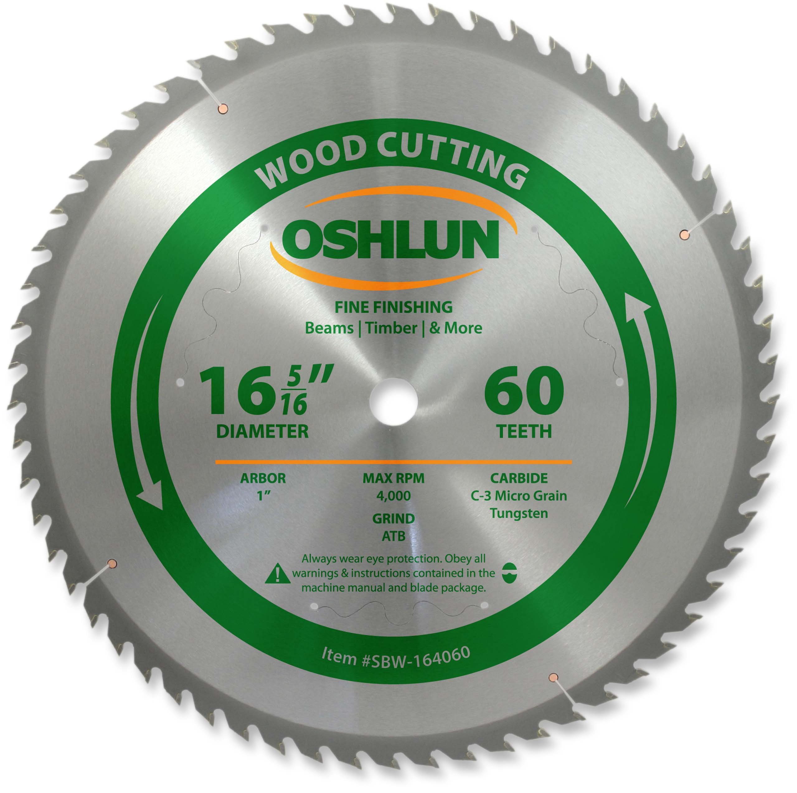 Oshlun SBW-164060 16-Inch 60T Beam Saw Blade - Perfect for Woodworking & DIY Projects