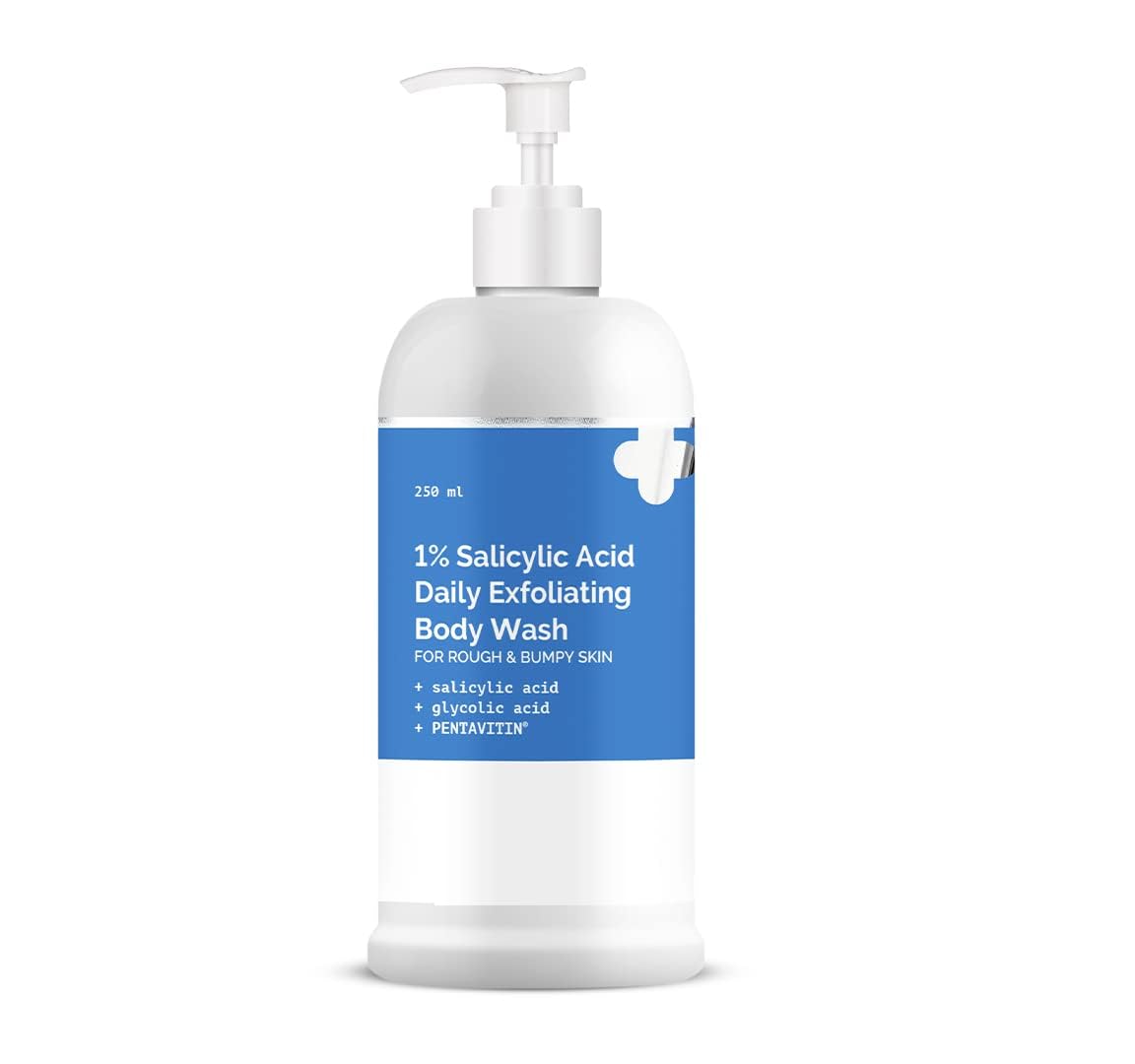 JAY 1% Salicylic Acid Daily Exfoliating Body Wash with Glycolic Acid & PENTAVITIN® - 250ml | Acne-Fighting & Skin Cleansing Formula for Smooth, Clear Skin | Perfect for Daily Shower & Post-Workout Skincare Routine