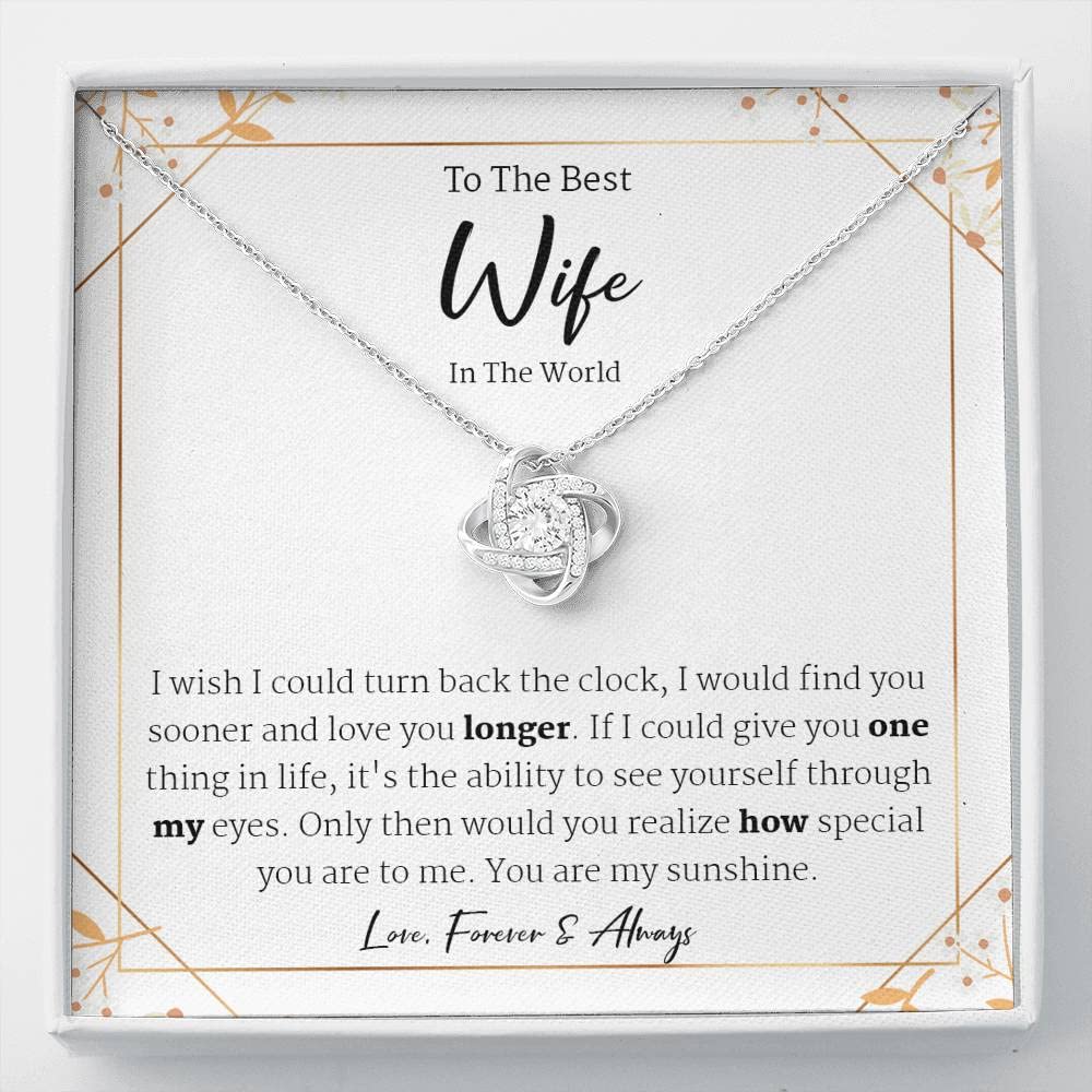 Personalized Couple Necklace Set - Christmas Gift for Husband & Wife with Love Knot Pendant, Heart Diamond Charm & Message Card - Romantic Anniversary Jewelry for Couples, Wedding, Valentine's Day - Perfect for Proposals, Engagements & Special Occasions