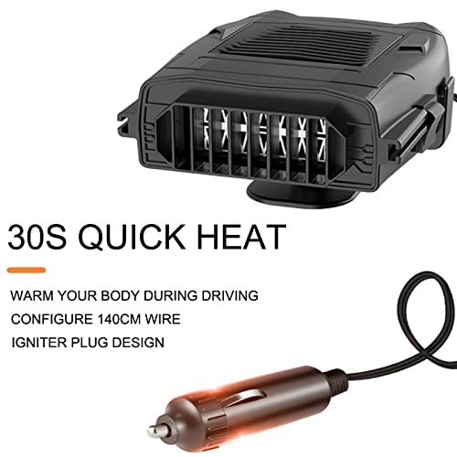 12V Fast Heating & Cooling Car Fan Heater - Dual Function Auto Defroster & Portable Plug-In Heater for Vehicles | Perfect for Winter Warmth & Summer Cooling in Cars, Trucks, RVs