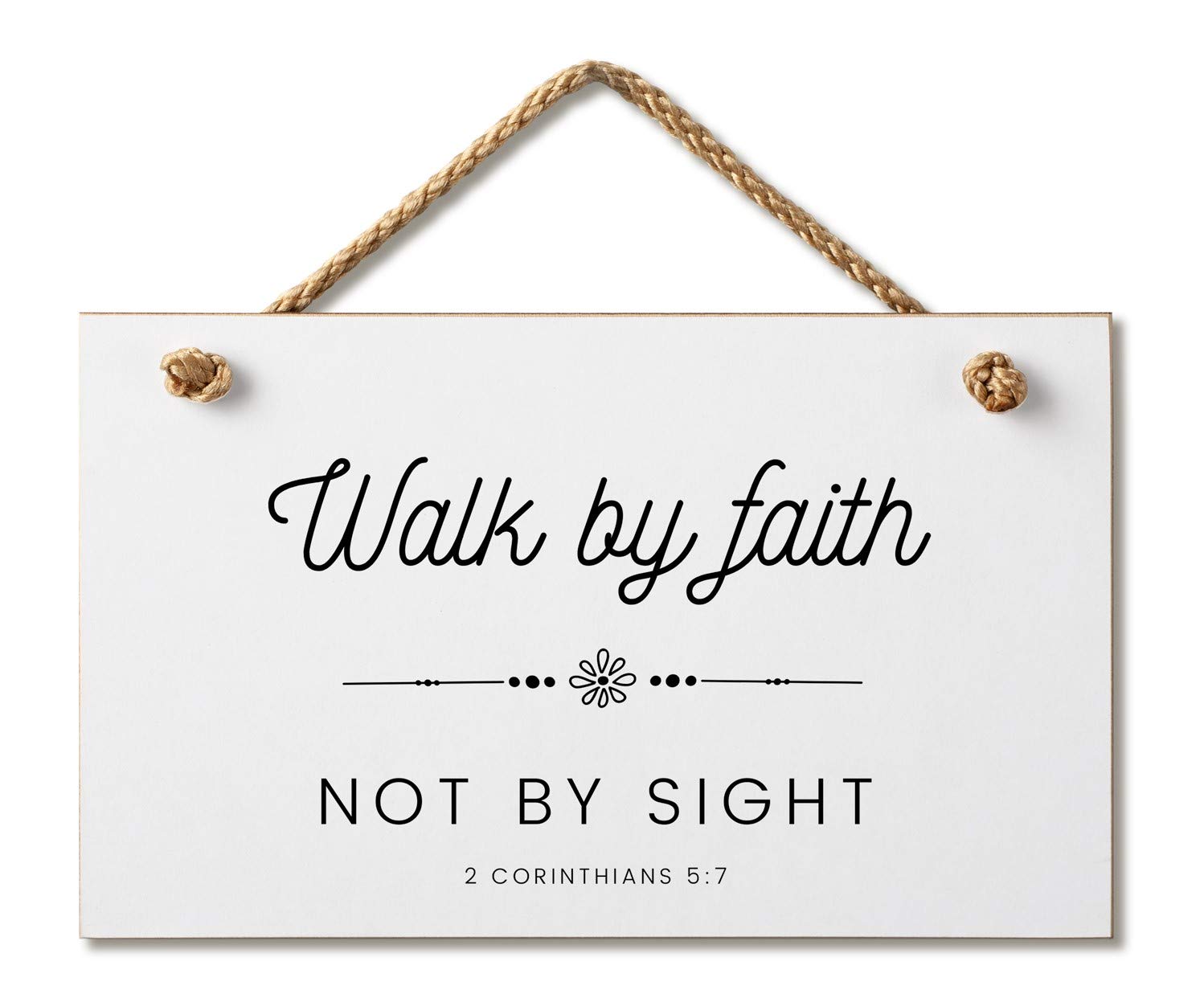 Farmhouse Bible Verse Wood Sign - Walk by Faith - 9.5x5.5