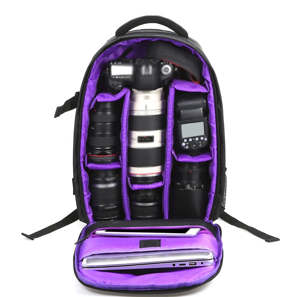 CCBUY Waterproof DSLR Camera Backpack - Multi-Functional Digital Photography Bag for Outdoor Travel & Hiking (Purple, One Size) - Perfect for Photographers, Videographers & Adventurers