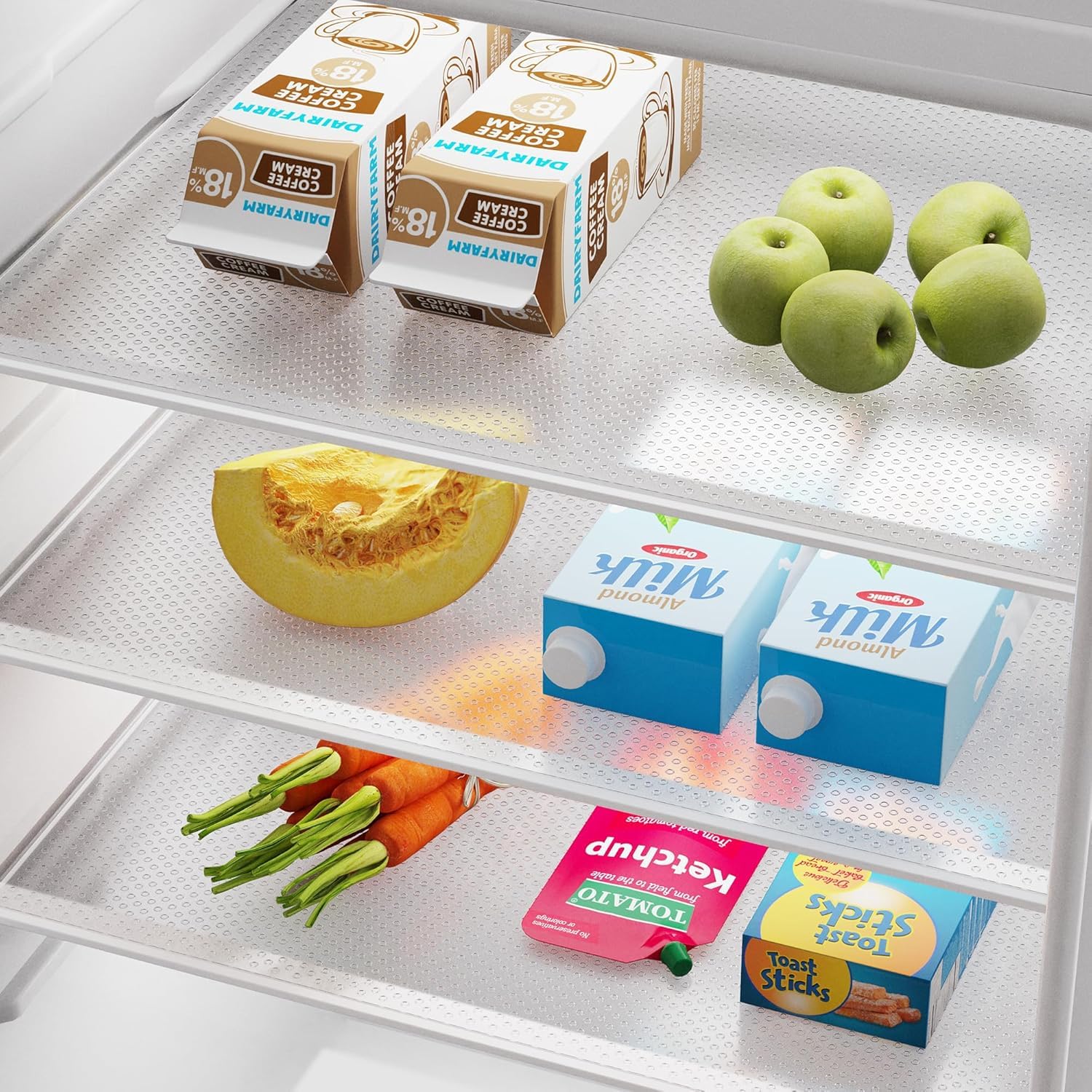 12 Pack Washable & Cuttable Refrigerator Mats - Non-Slip Fridge Liners for Glass Shelves, Cabinets & Drawers | Kitchen Organization Accessories | Perfect for Food Storage & Spill Protection