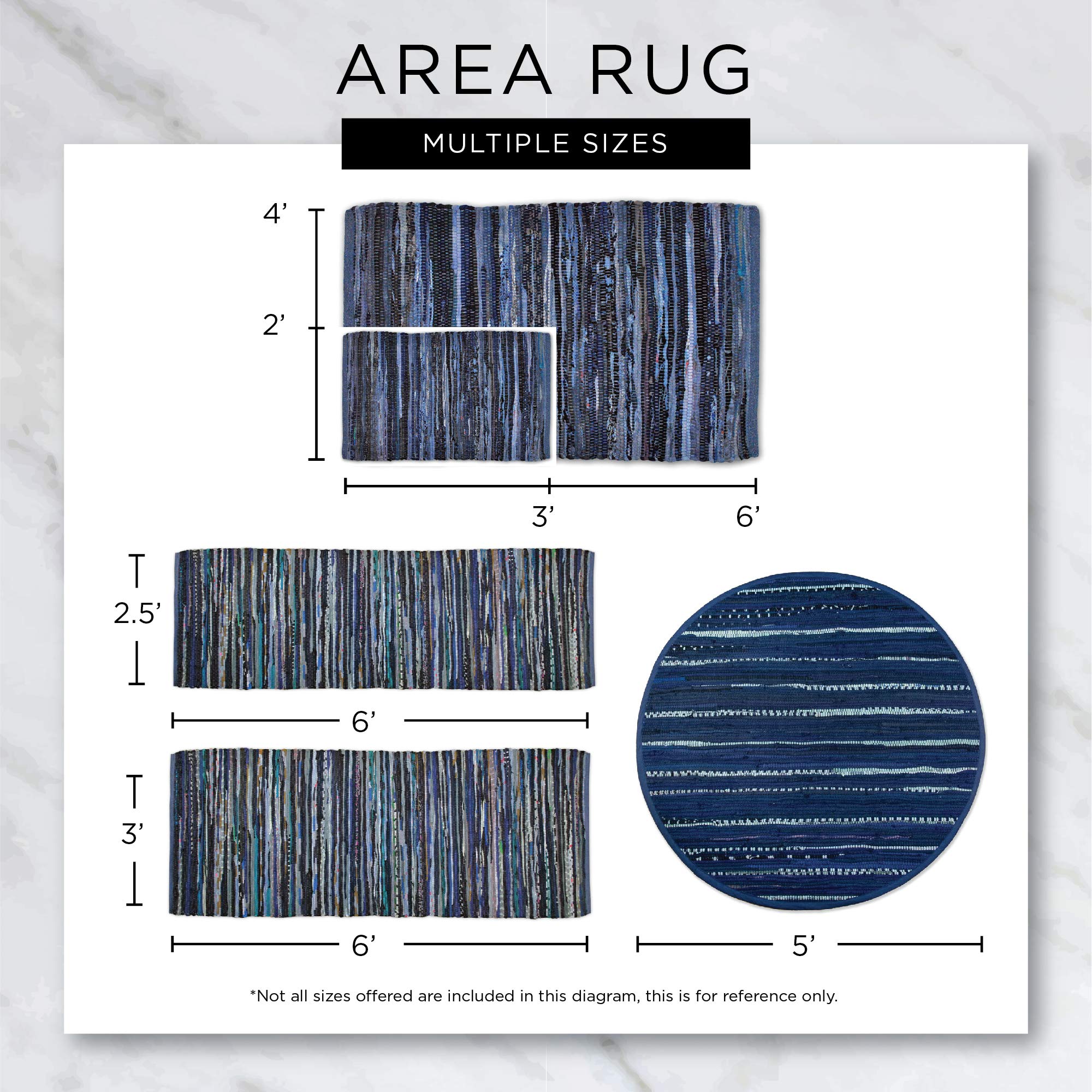 DII Woven Rugs Collection - Eco-Friendly Recycled Yarn Reversible 2x3 Feet Area Rug Set, Artichoke Stripe Design, 2-Piece Set for Living Room, Bedroom, or Office Decor