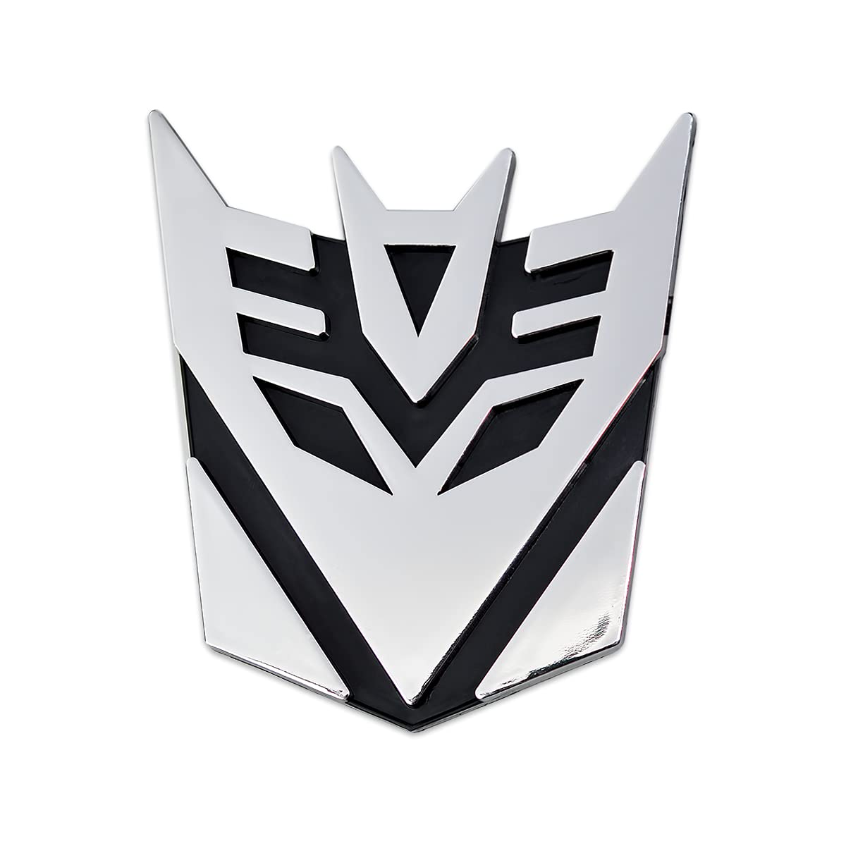 Transforming Auto Robot Decepticon Car Emblem - Chrome Plated 3.5 Inch Tall Decorative Badge for Vehicles, Gifts & Collectibles | Perfect for Car Enthusiasts, Transformers Fans & Custom Auto Accessories