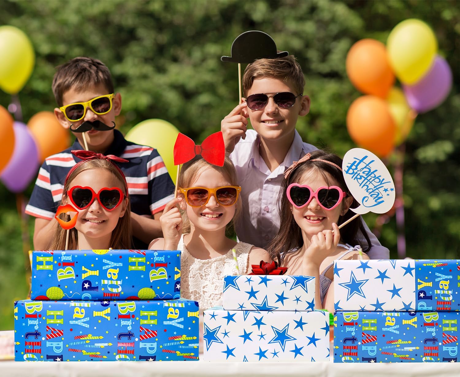 BOLIANNE Reversible Birthday Wrapping Paper Roll - Colorful Happy Birthday Gift Wrap for Boys, Girls, Kids, Adults & Baby Showers - 17.7 x 33 Inch High Gloss Party Gift Wrapping Paper - Perfect for Birthdays, Celebrations & Special Occasions