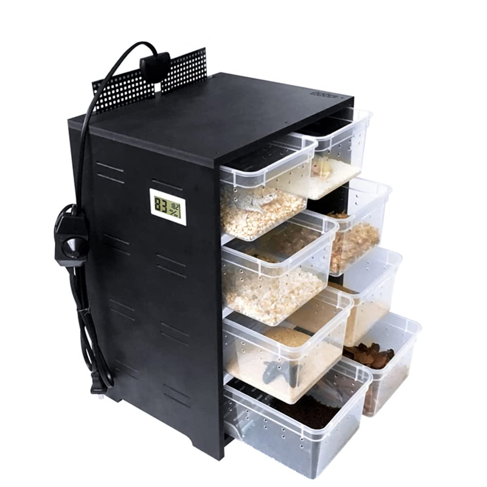 DIFU Reptile Cabinet: 8 Transparent Breeding Box for Spiders, Lizards, Tarantulas with Built-in Hygrometer - Perfect for Reptile Habitat, Pet Enclosure & Insect Observation
